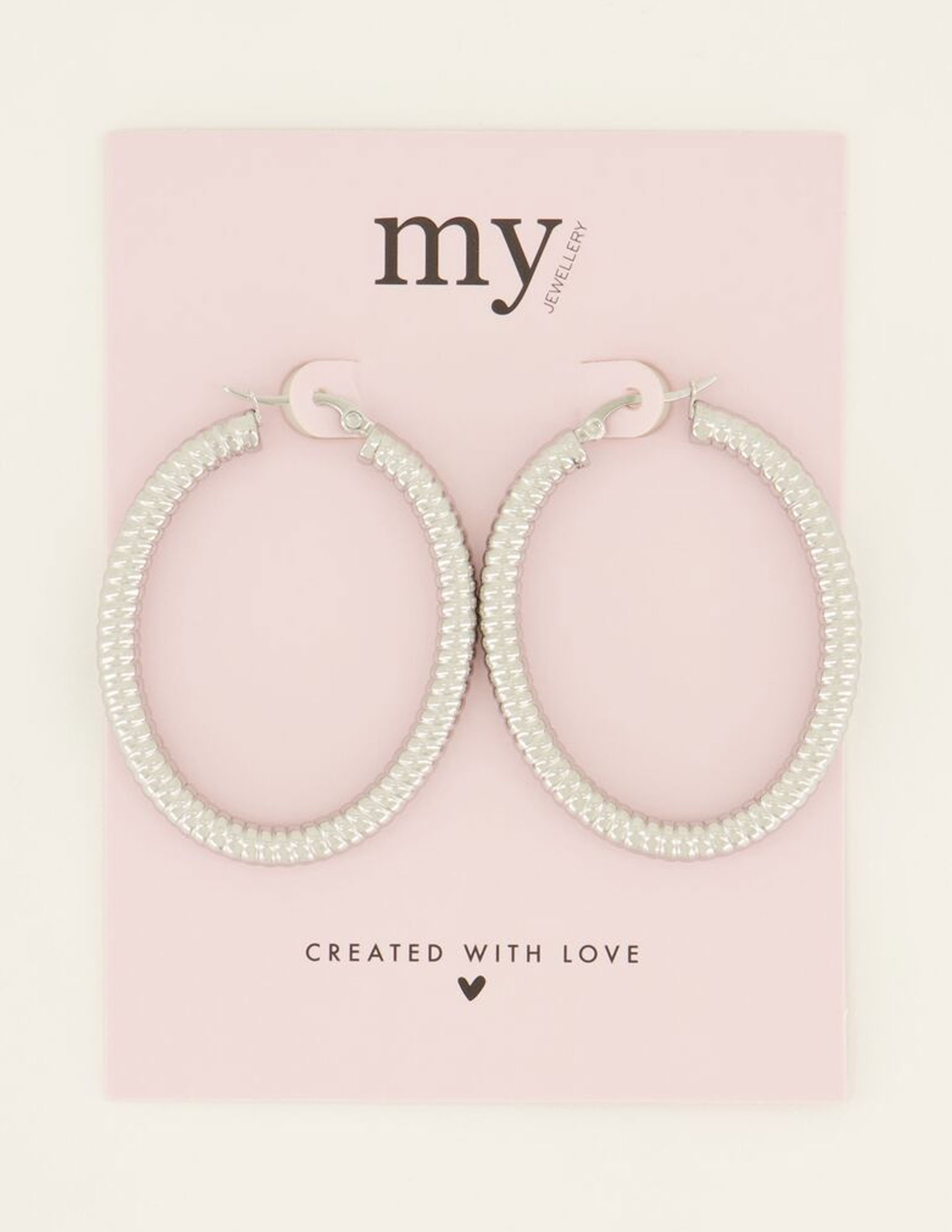 My Jewellery Oorringen ovaal met ribbels MJ07382 Zilver