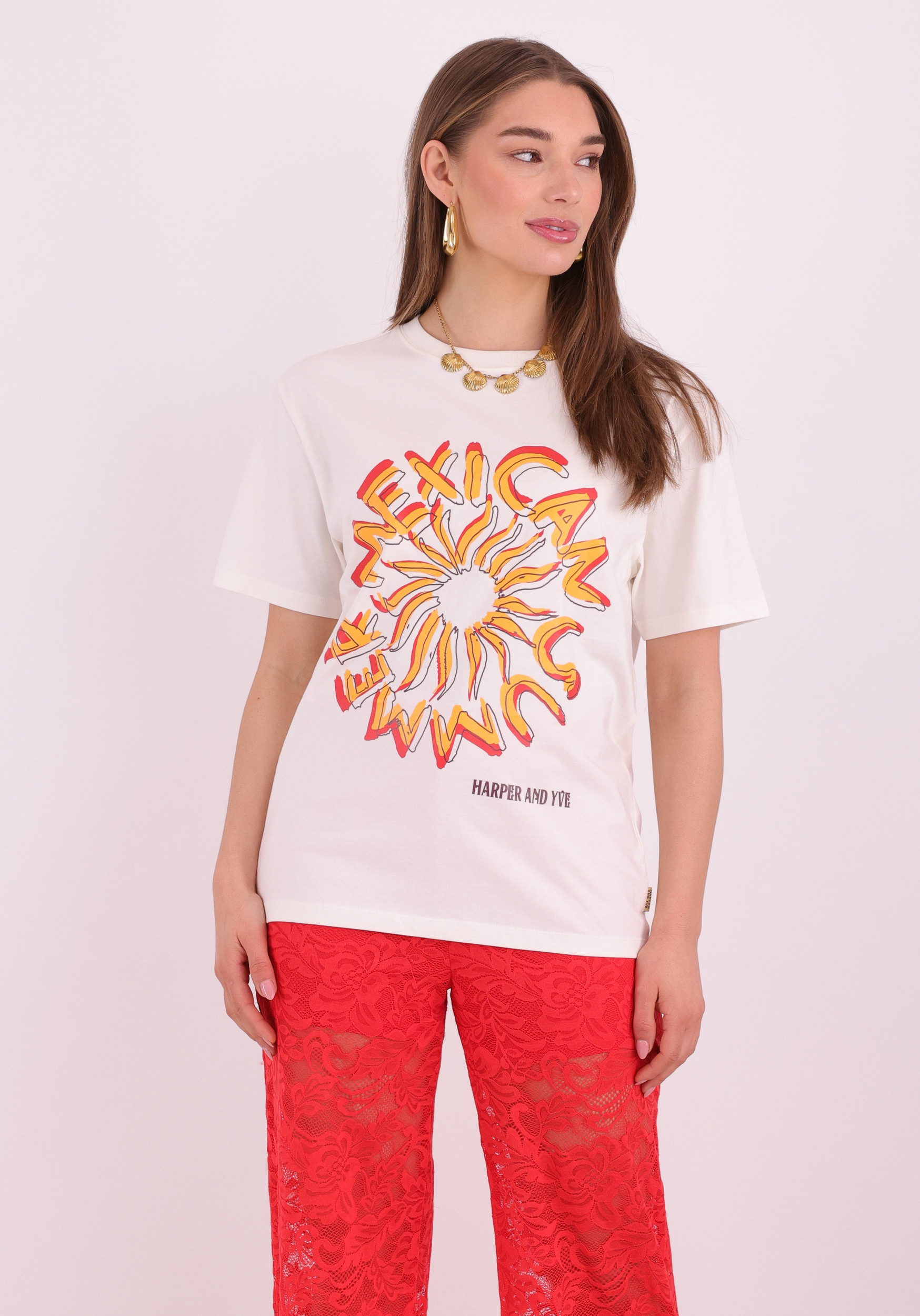 Harper & Yve T-shirt Mexicansun HS6Y308 Ecru