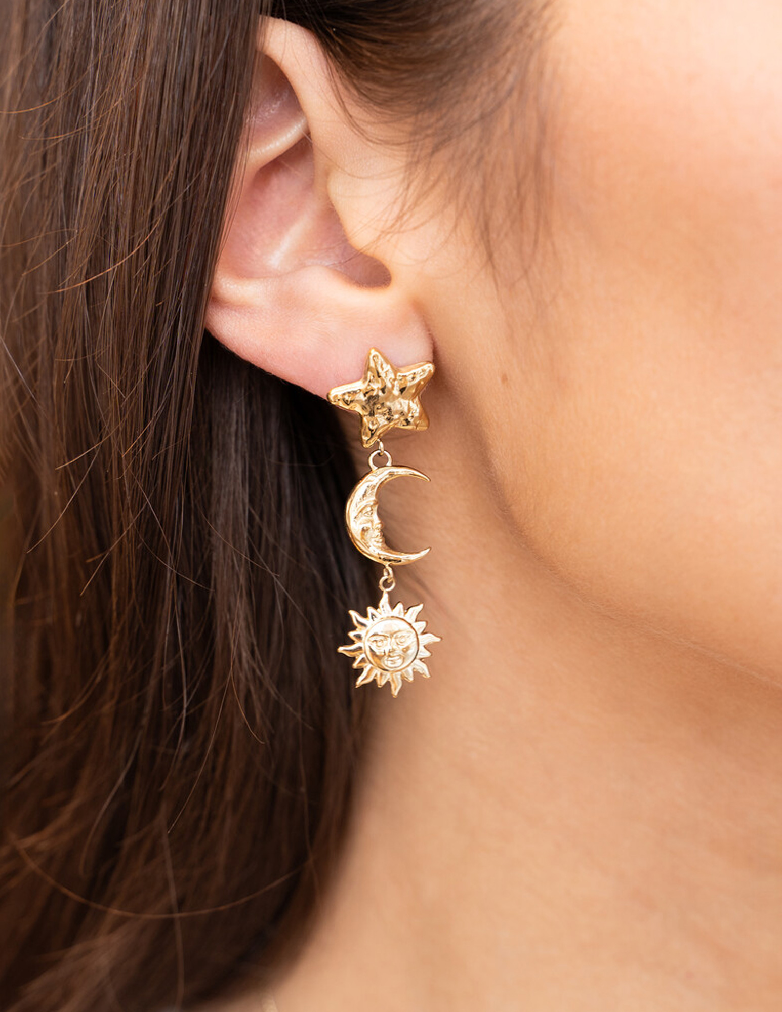 My Jewellery Starry oorhangers ster maan en zon MJ11966 Goud