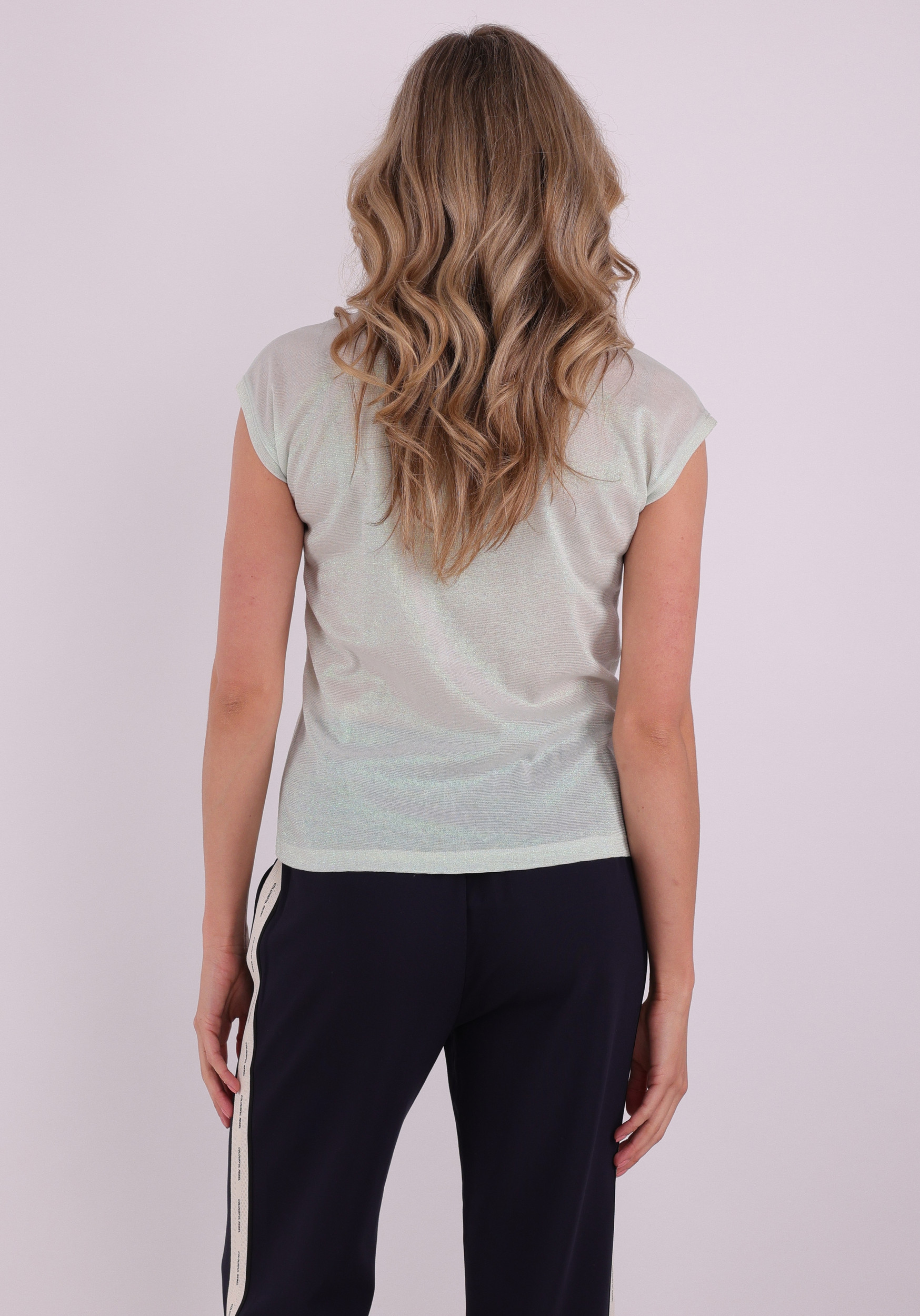 Only T-shirt Silvery lurex 15136069 Licht groen