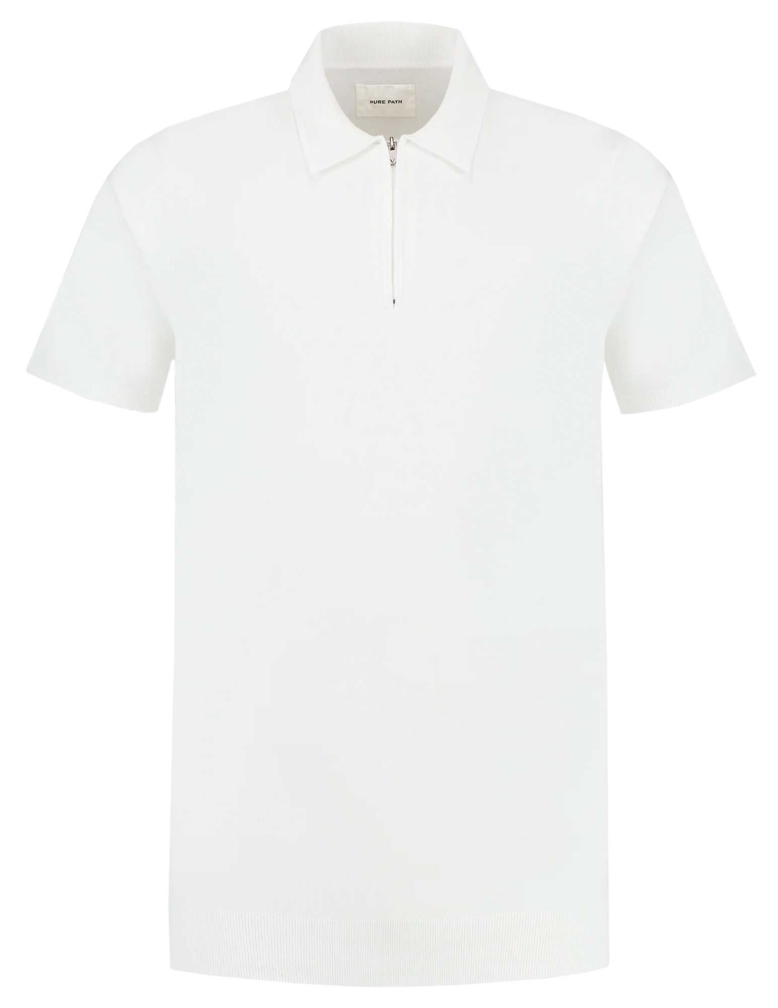 Pure White Polo met rits 24010804 Wolwit-ecru
