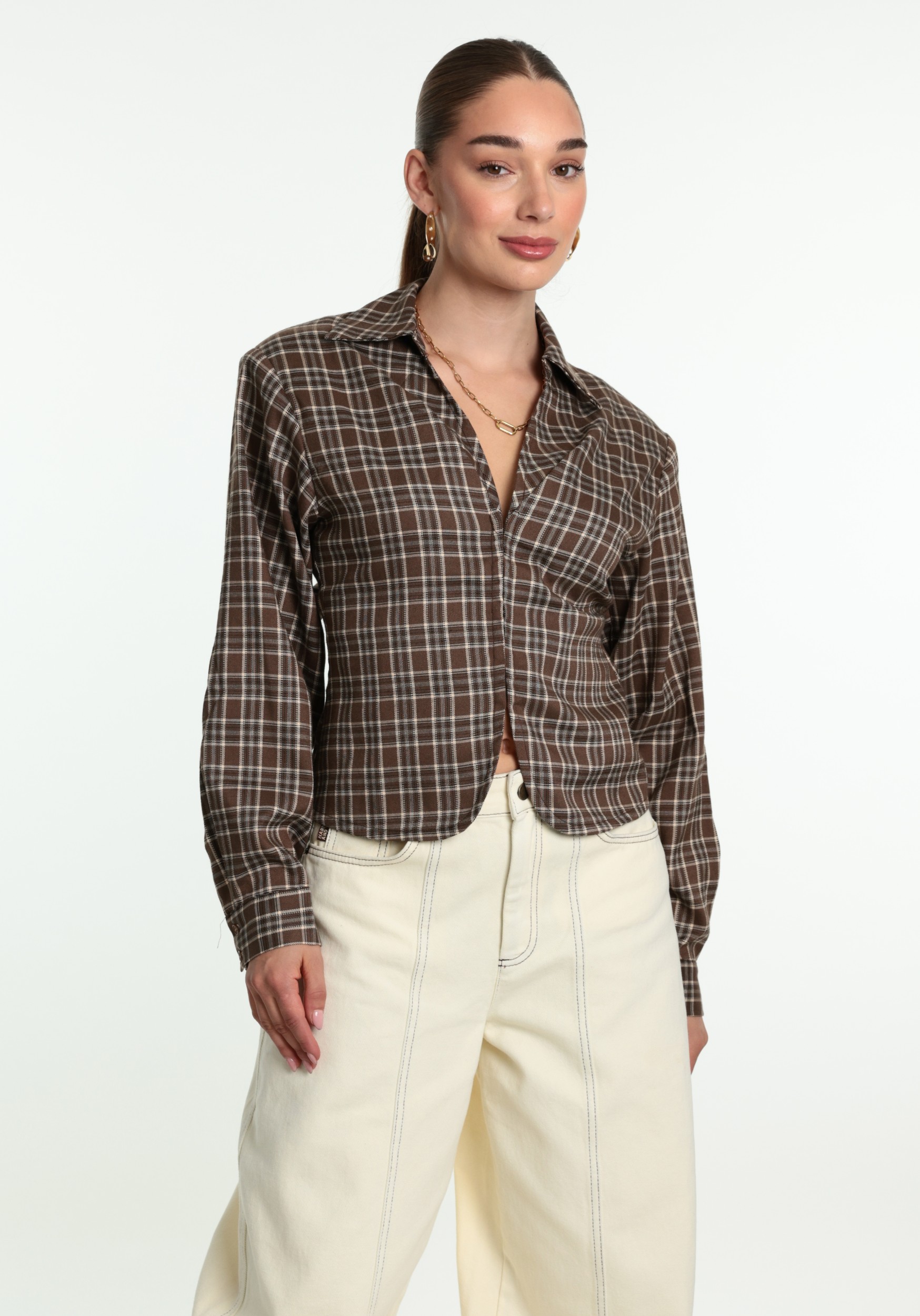 Refined Department Checked blouse syd R2609961107 Bruin