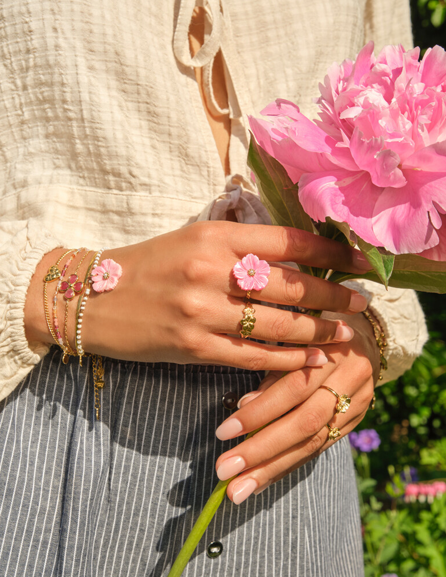 My Jewellery Botanical ring met drie bloemen MJ13743 Goud