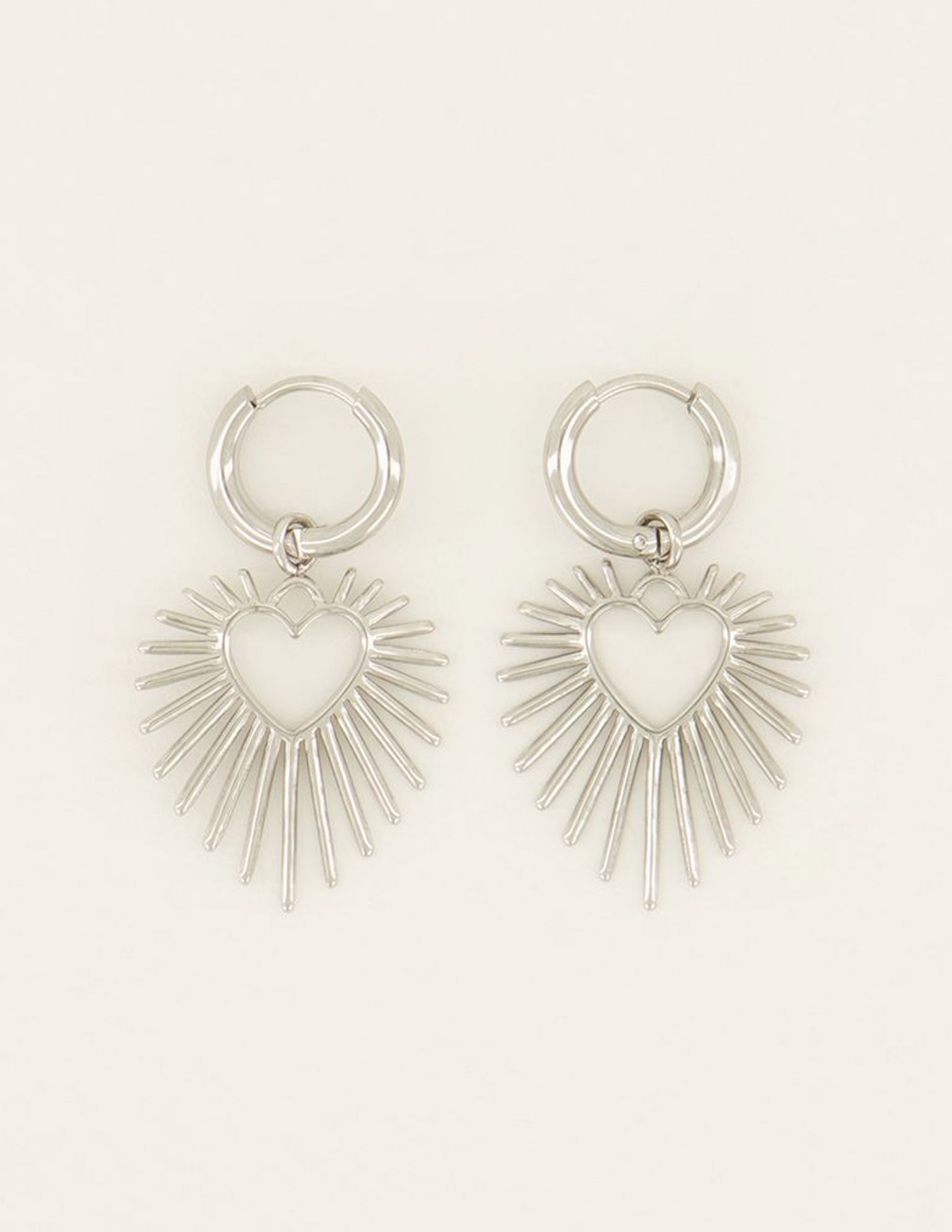 My Jewellery Oorbellen met hart zonnestraal MJ07878 Zilver