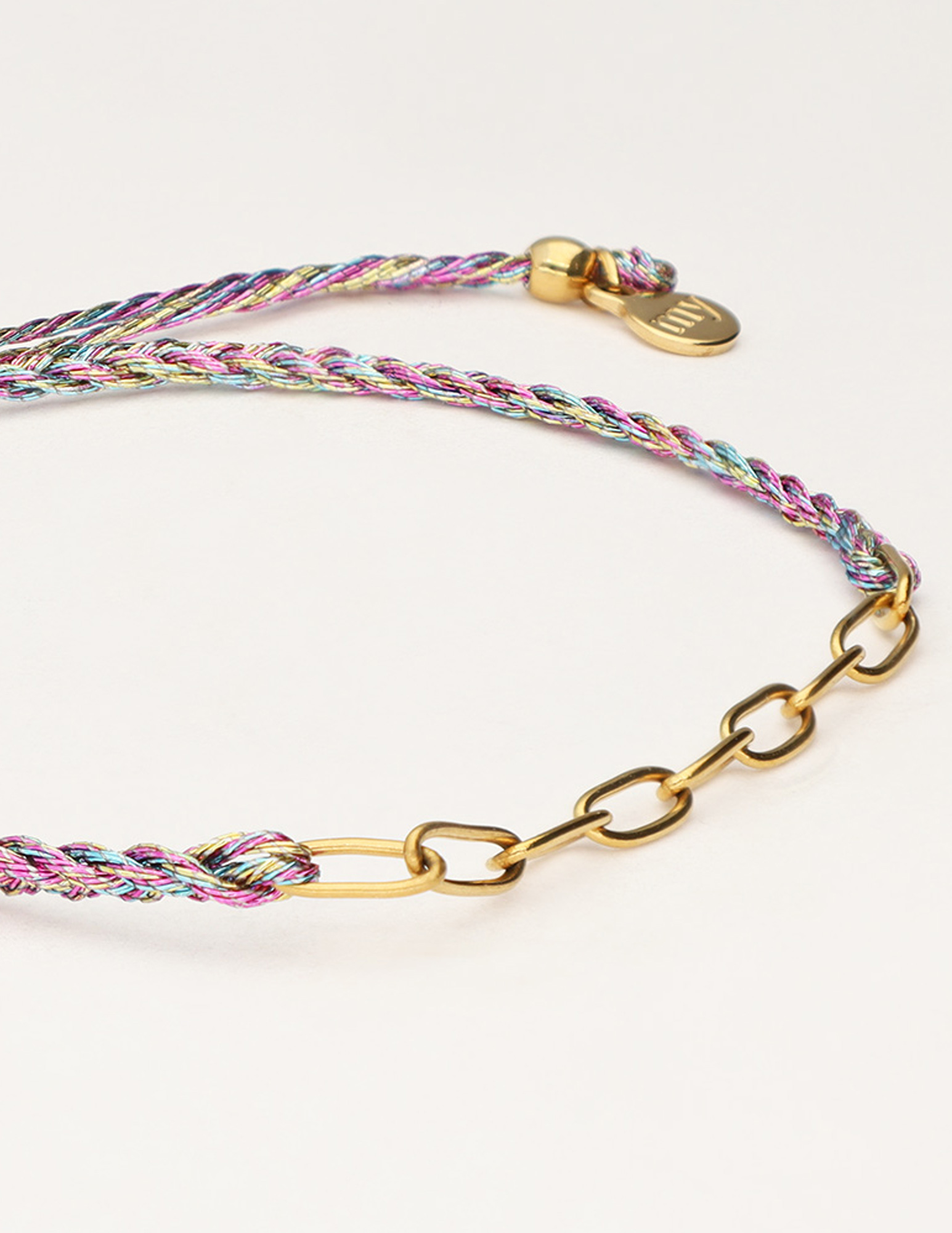 My Jewellery Multikleur touw armband met schakels MJ11627 Goud
