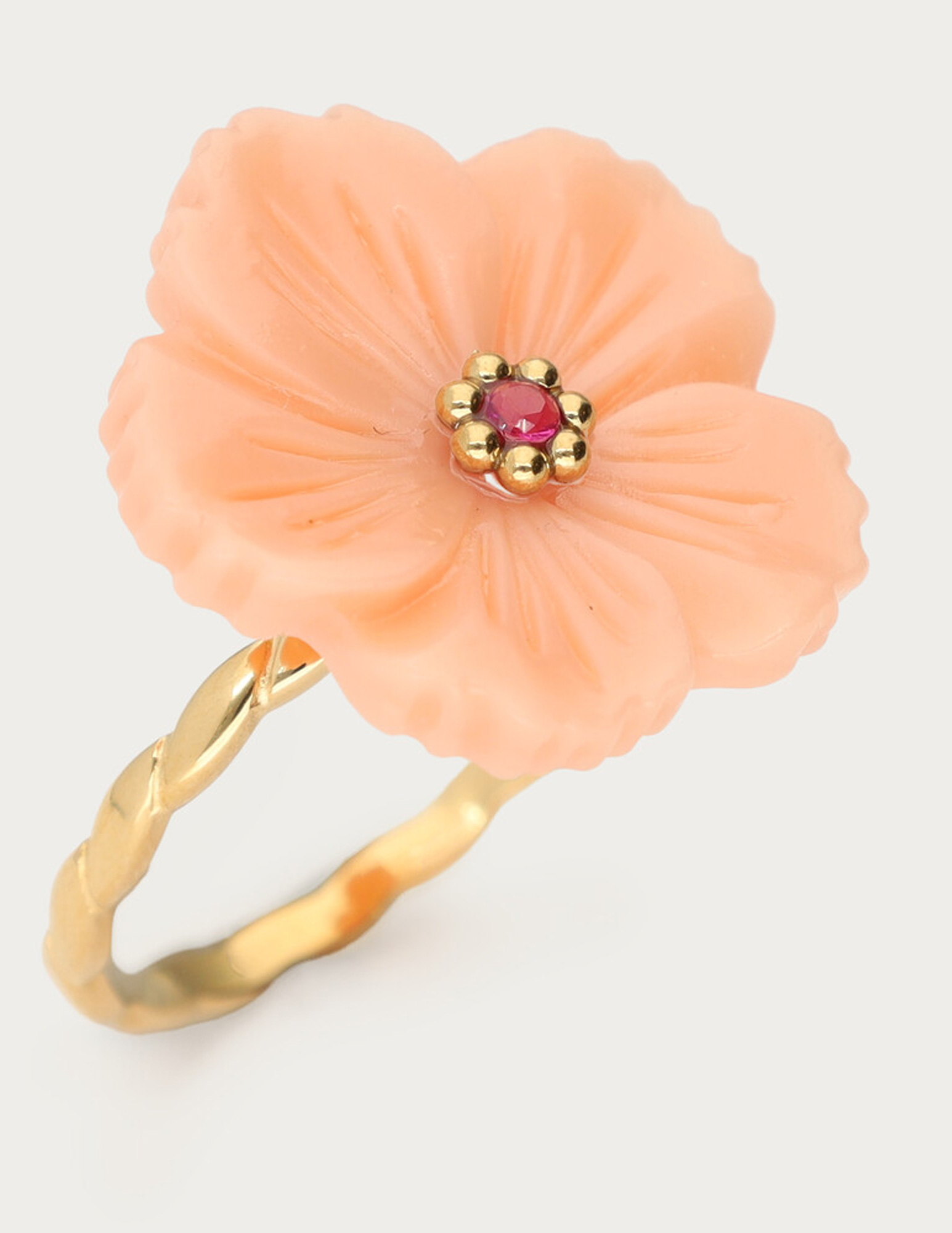 My Jewellery Botanical ring met peach bloem MJ13742 Goud