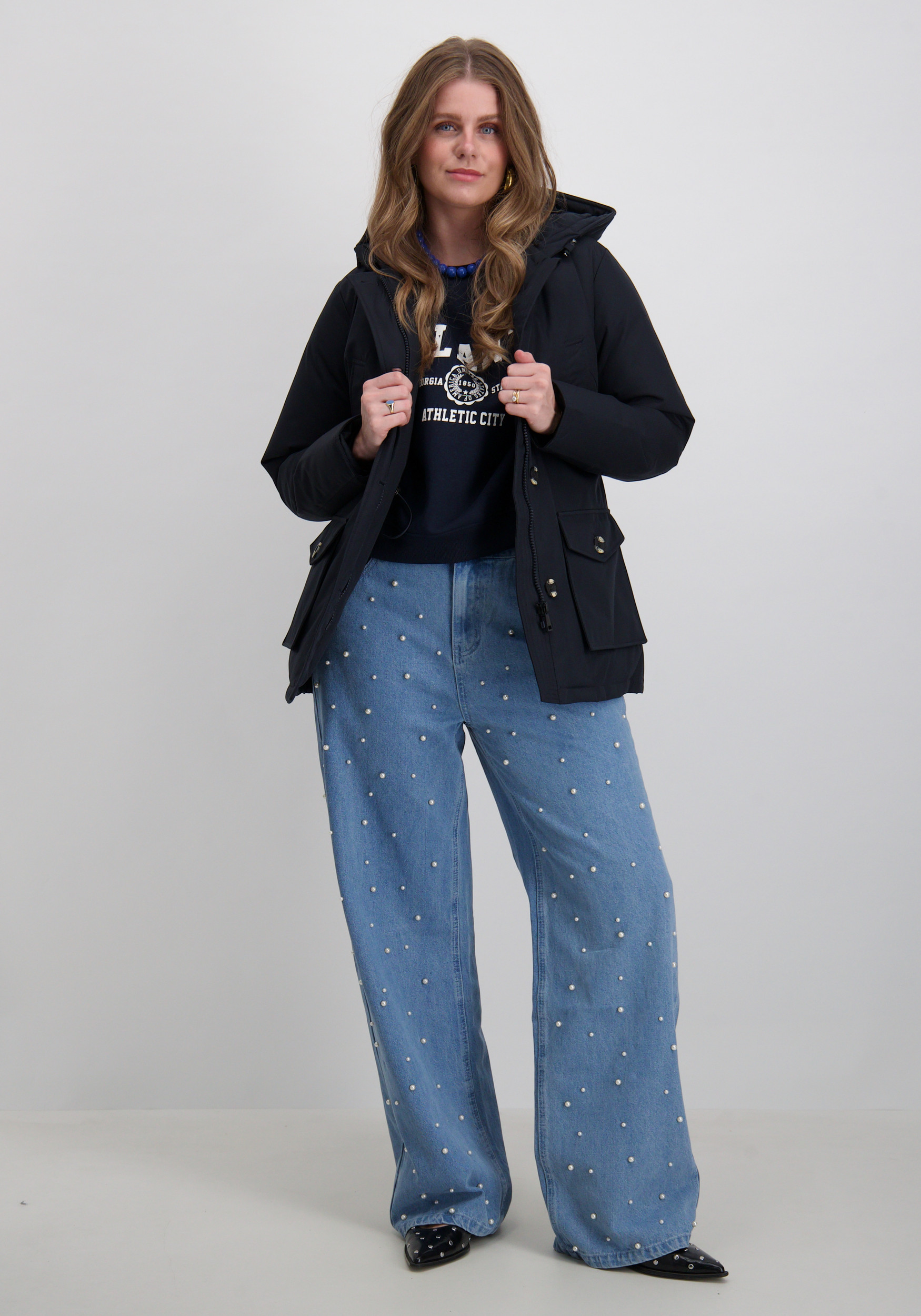 AIRFORCE Winterjas 4 Pocket Parka Herringbone HRW0437 Donker blauw