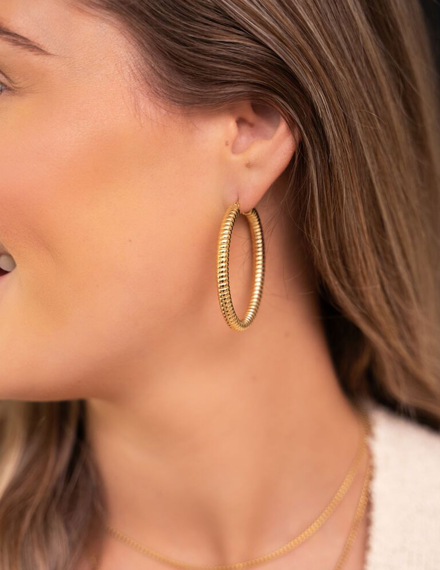 My Jewellery Oorringen ovaal met ribbels MJ07382 Zilver