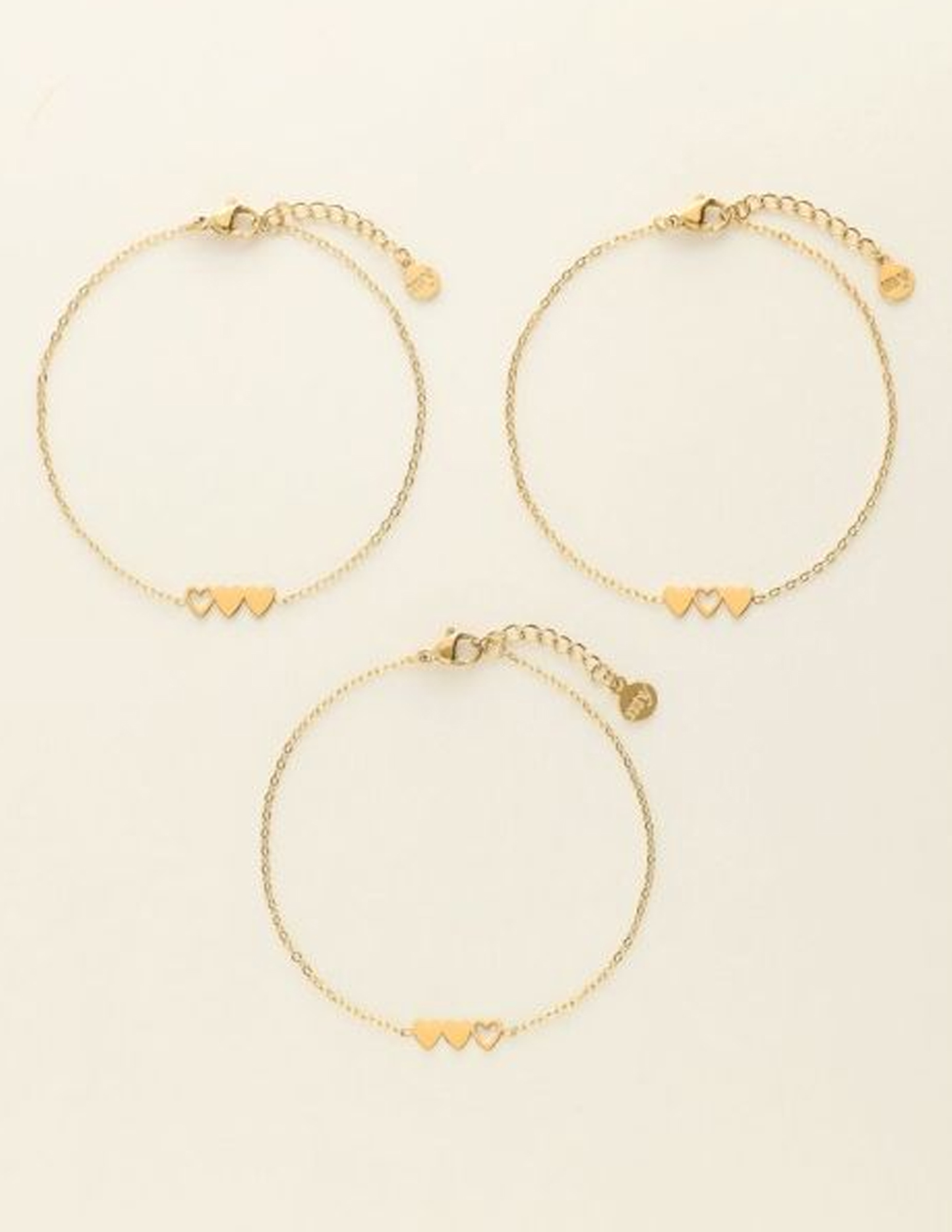 My Jewellery Armband set van 3 hart MJ09022 Goud