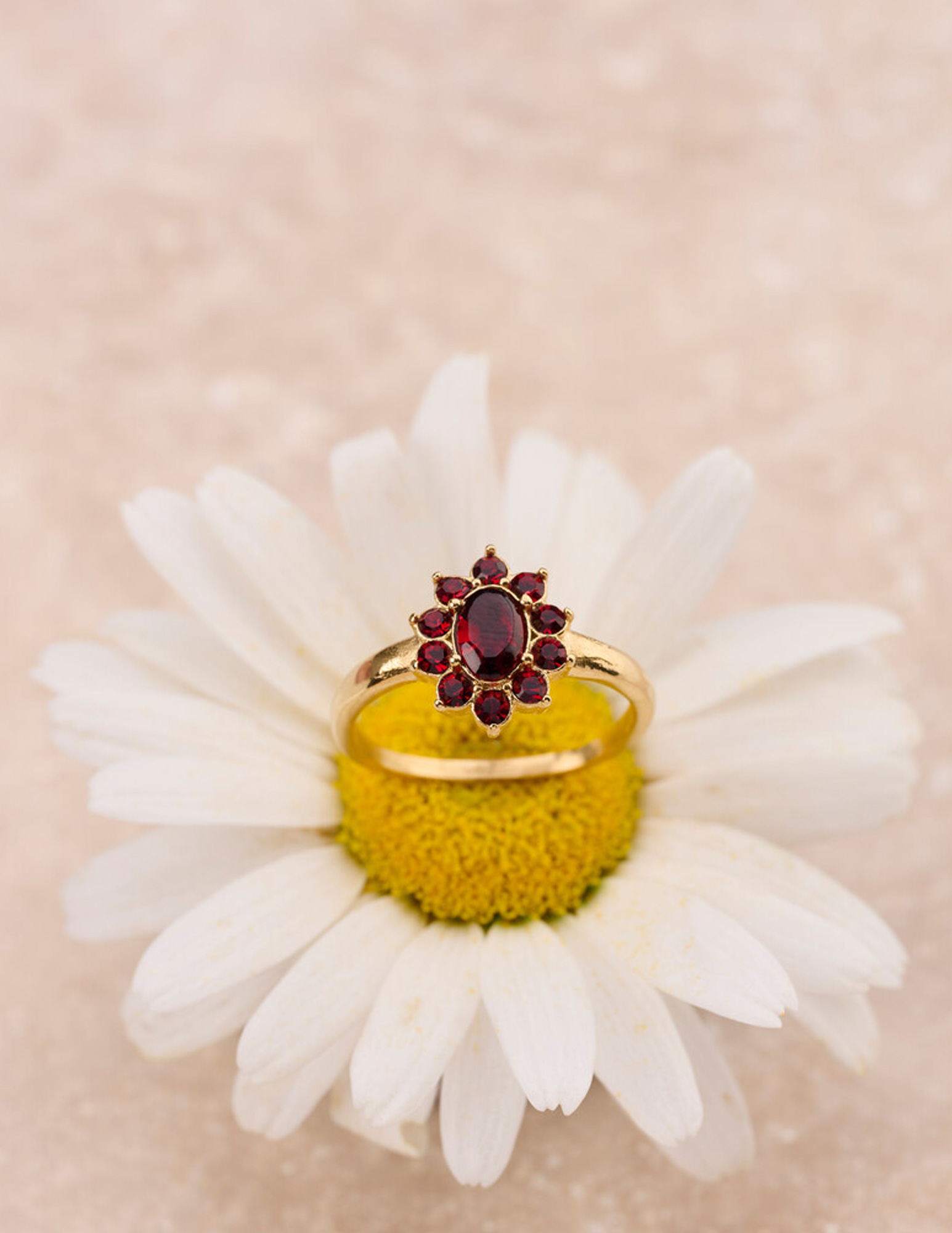 My Jewellery Mystic vintage ring met rode stenen MJ14278 Goud