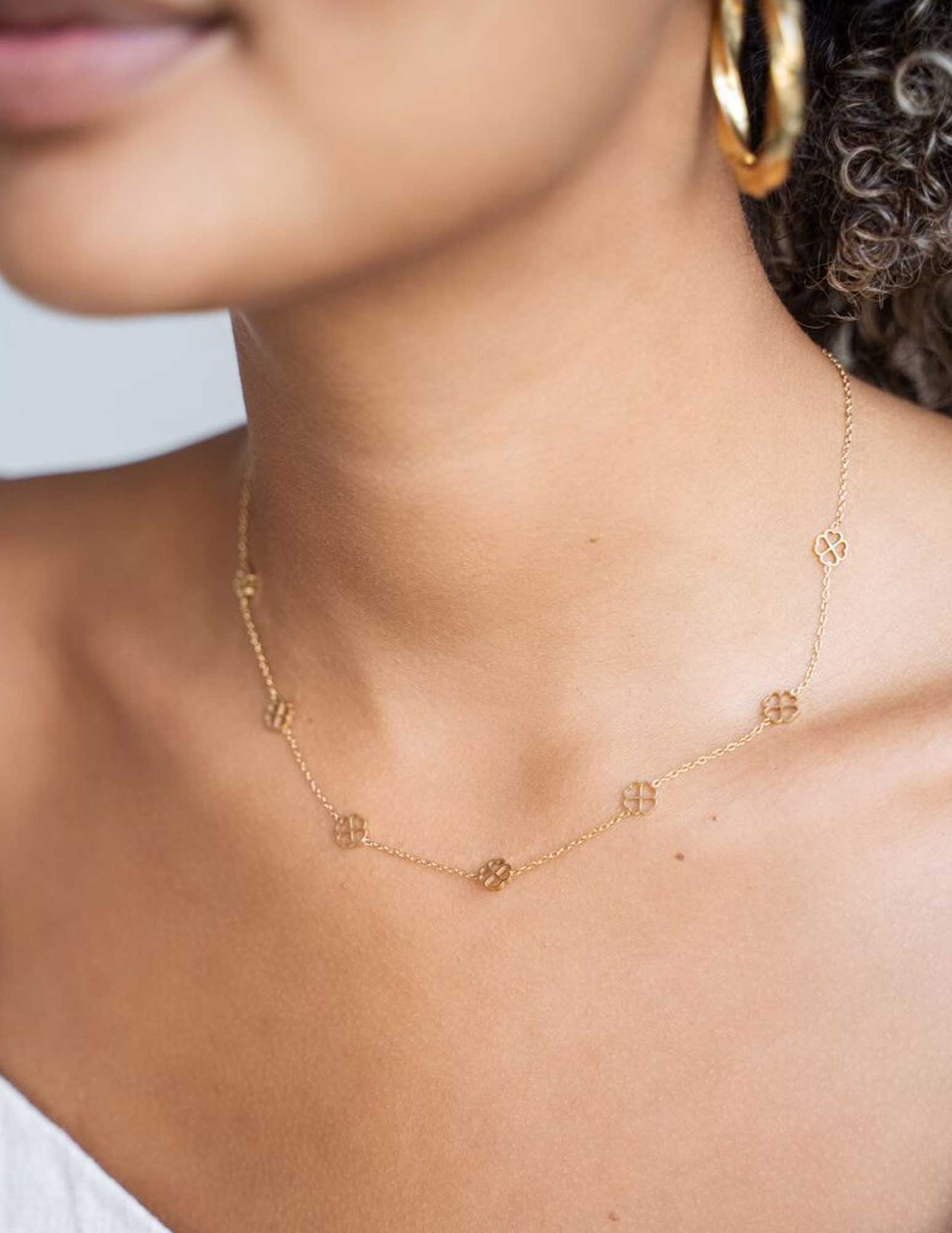 My Jewellery Ketting met klavertjes MJ08677 Zilver