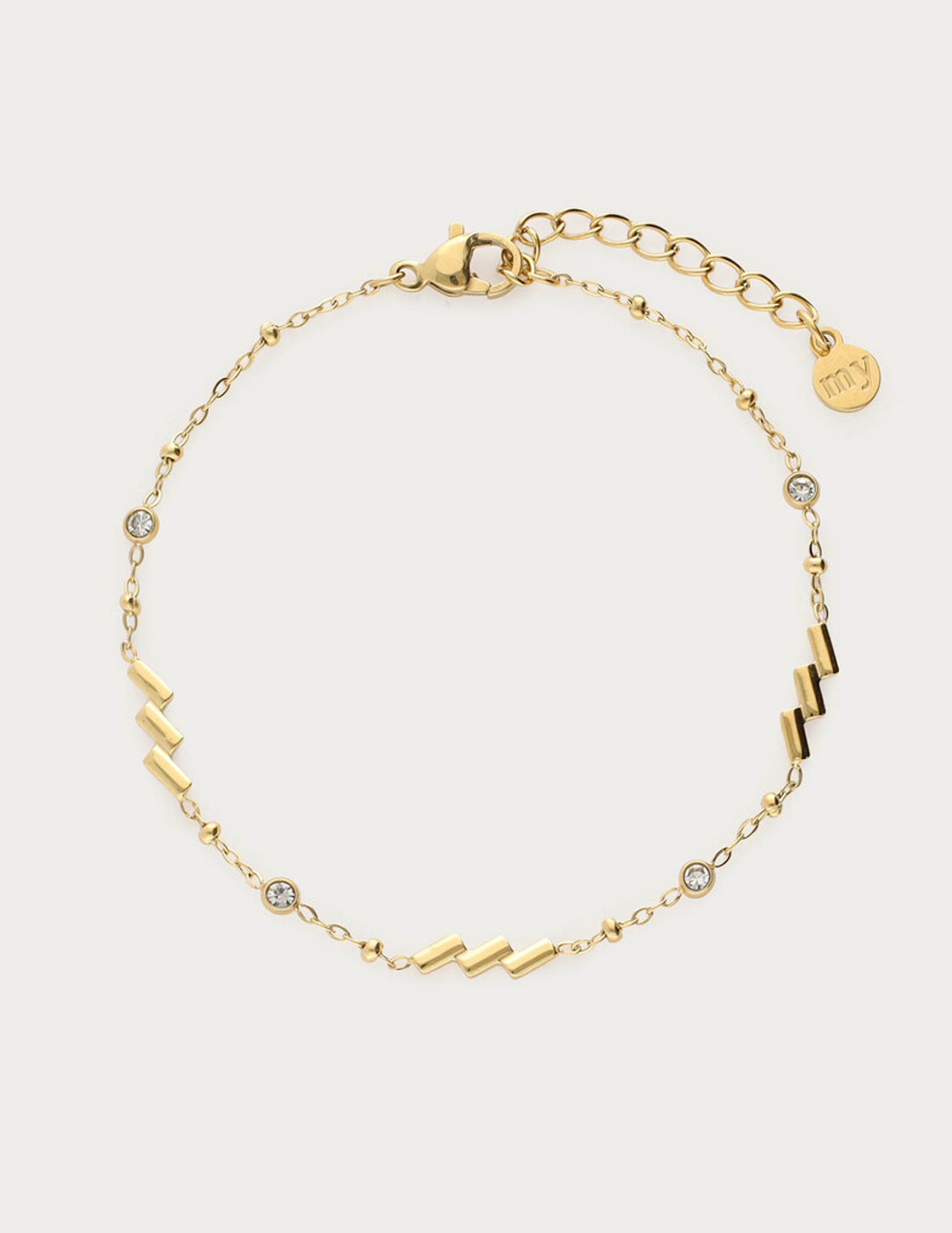 My Jewellery Armband met diagonale strepen en strass MJ14840 Goud