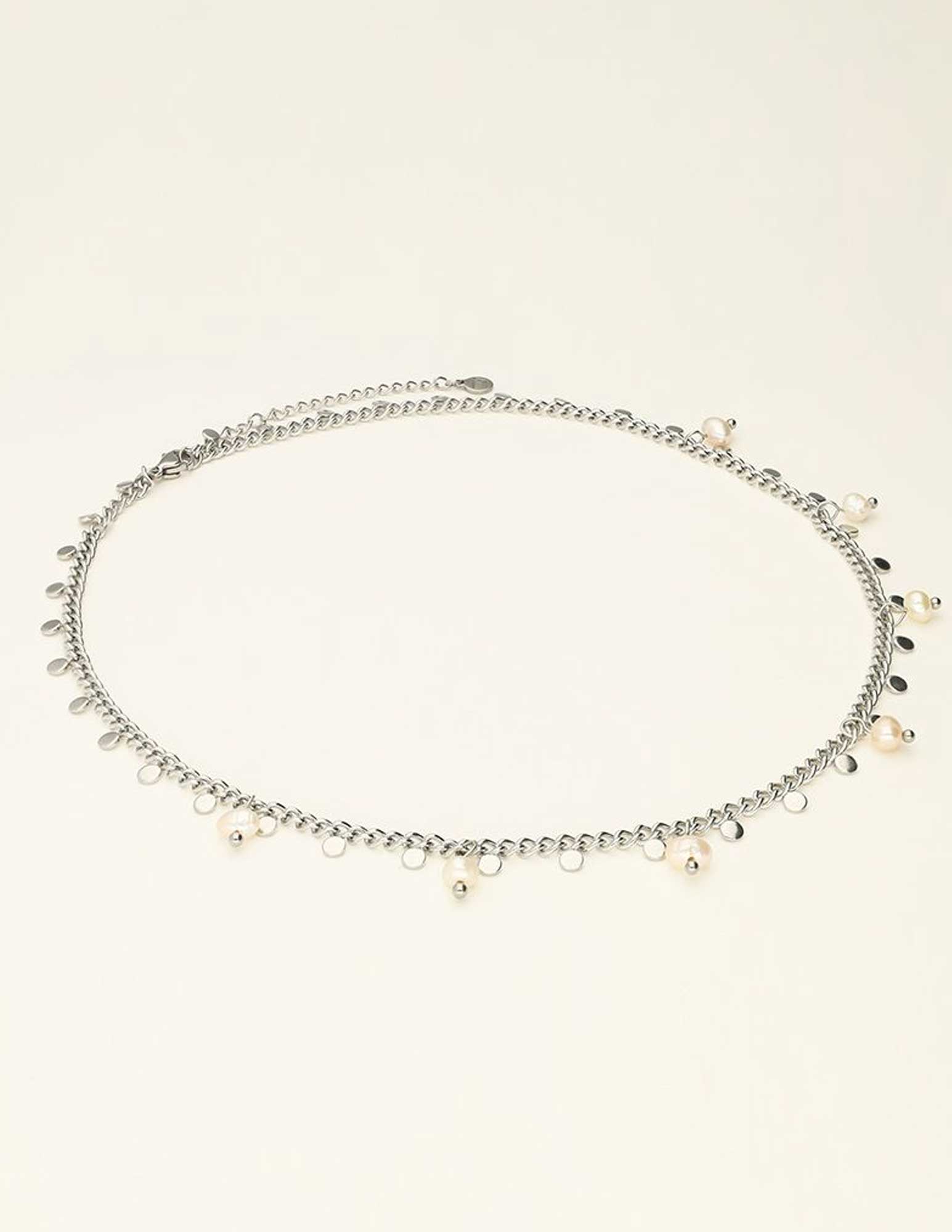 My Jewellery Ketting met kleine munten en parels MJ09226 Zilver