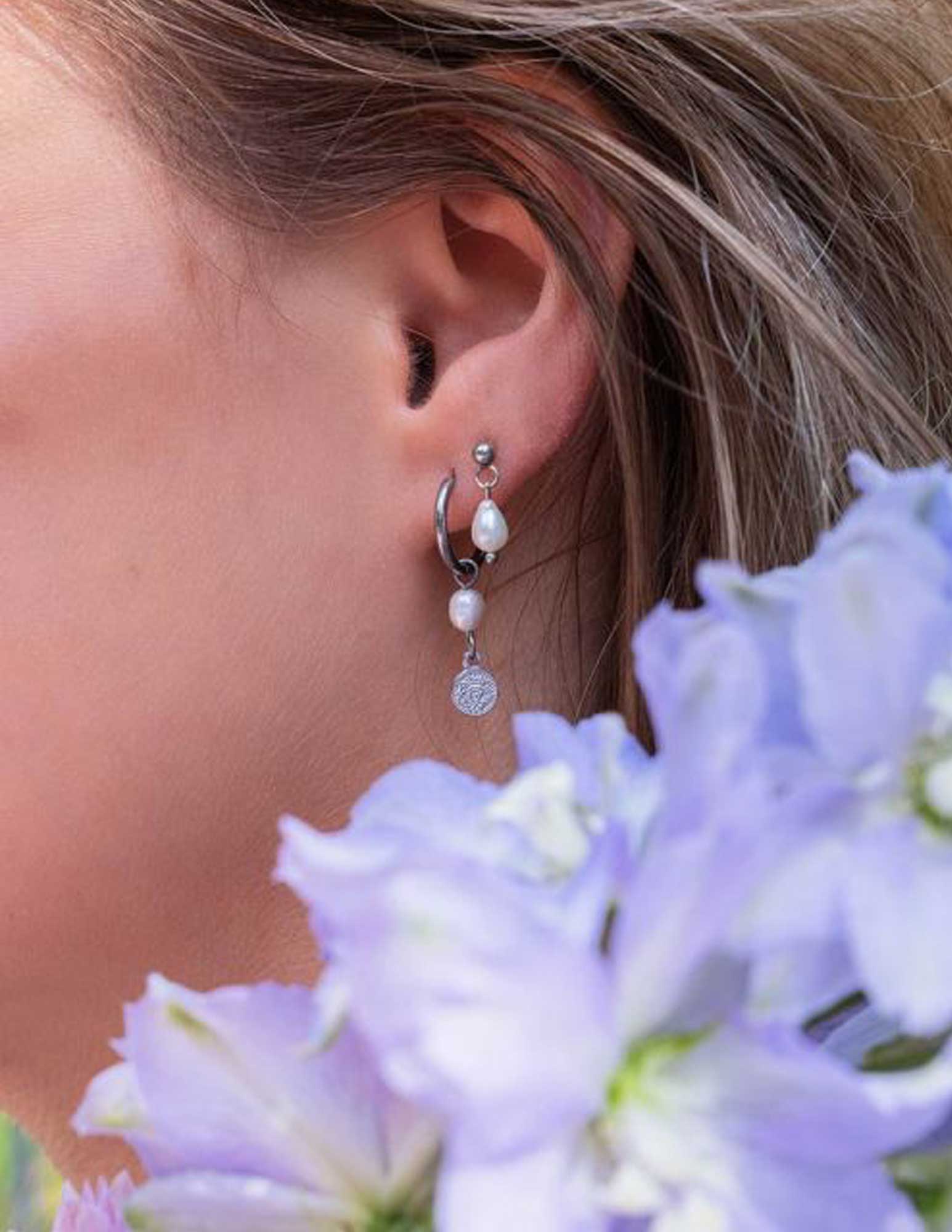 My Jewellery Oorringen parel en munt MJ05377 Zilver