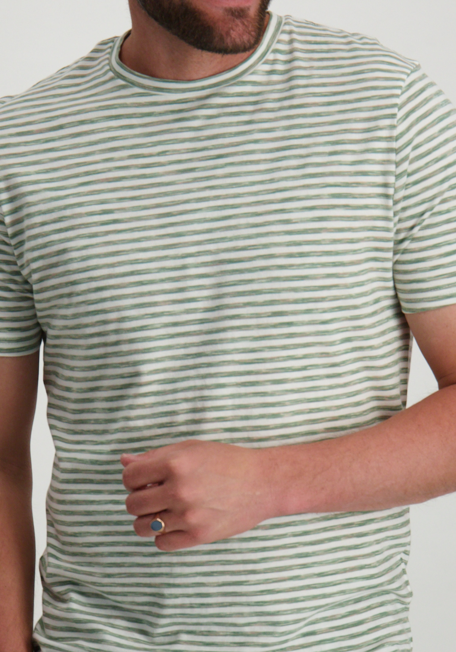 No Excess T-shirt gestreept 27340370SN Midden groen