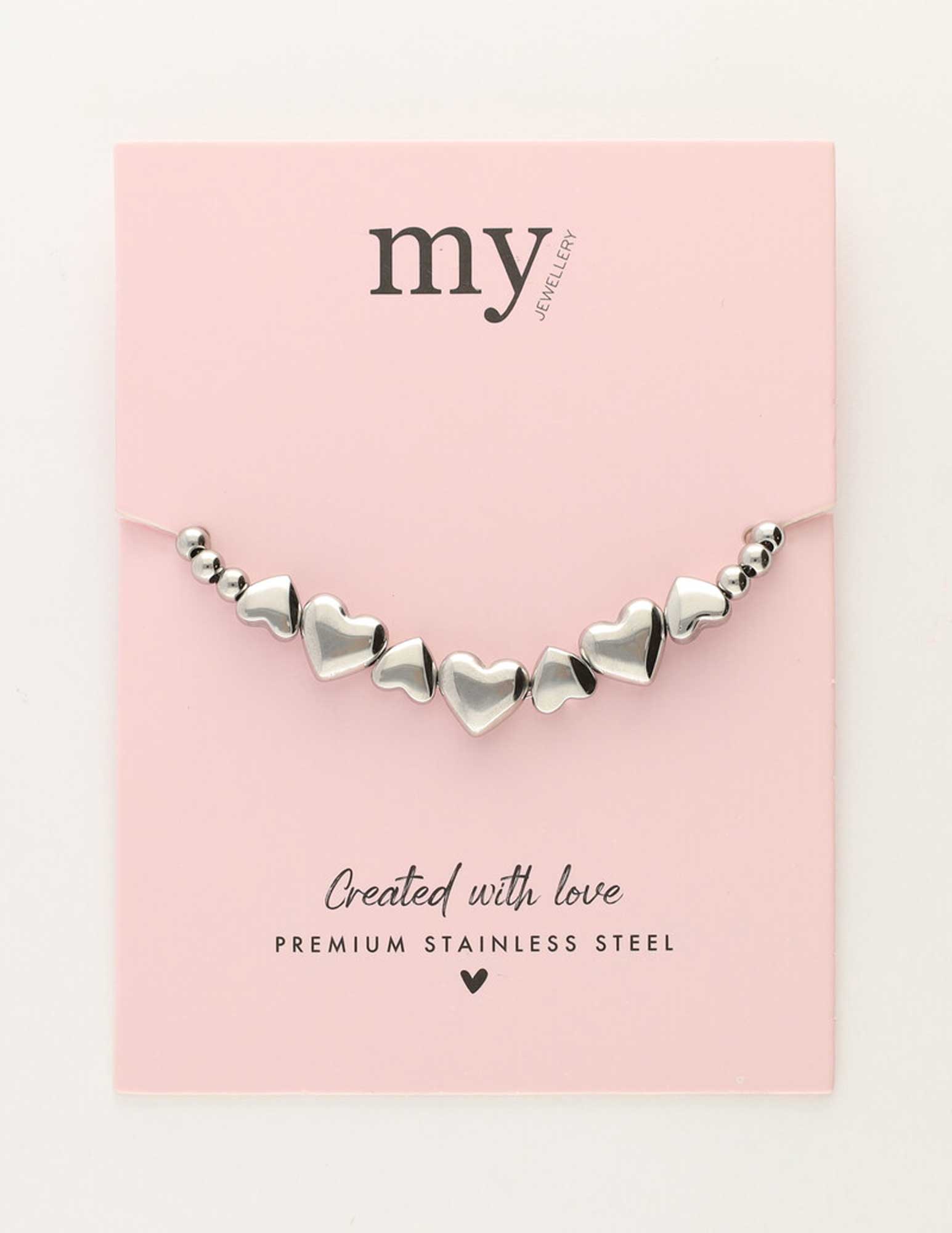 My Jewellery Steel beads heart bracelet MJ13709 Zilver
