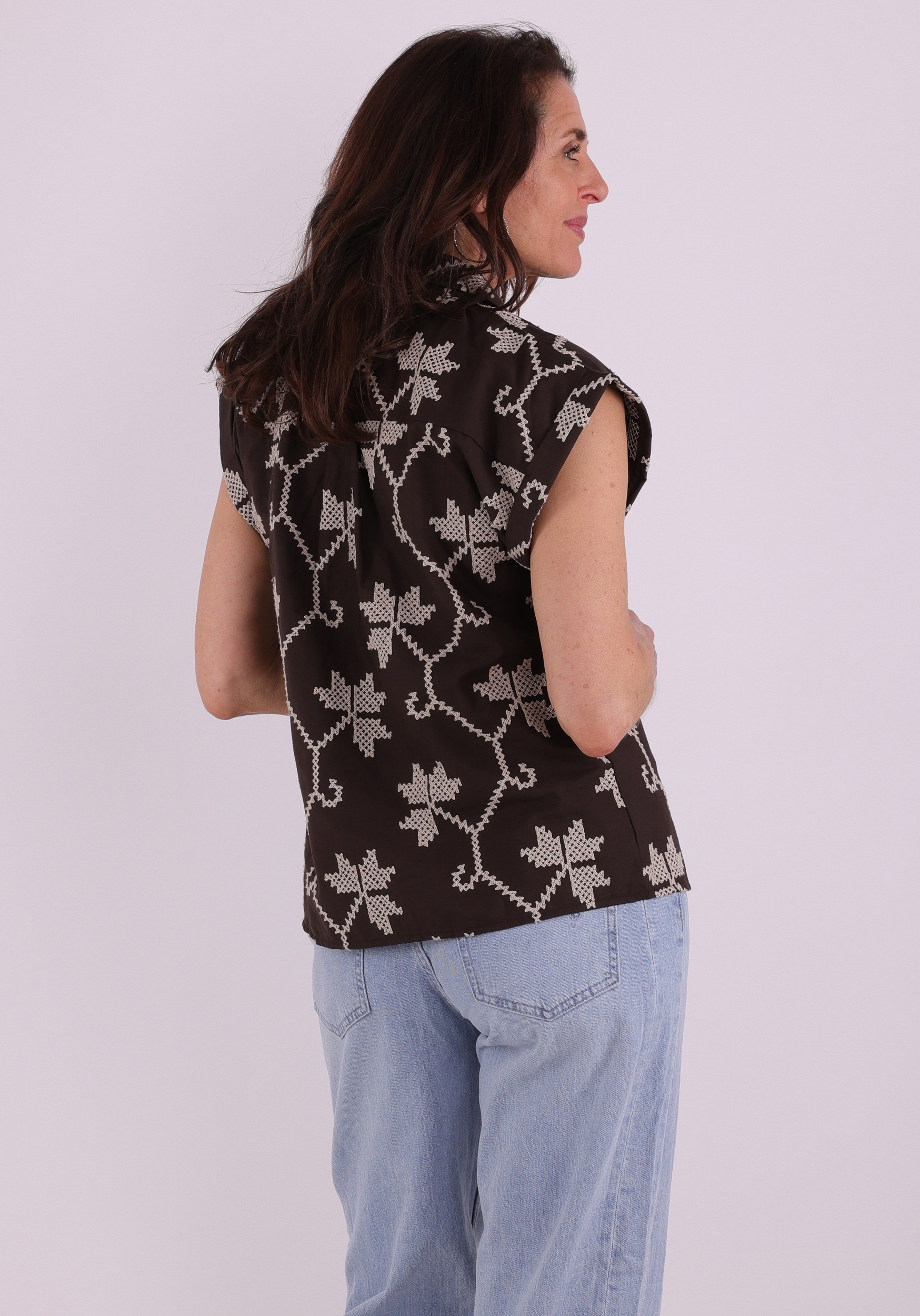 Geisha Blouse All-over print 63212-20 Bruin