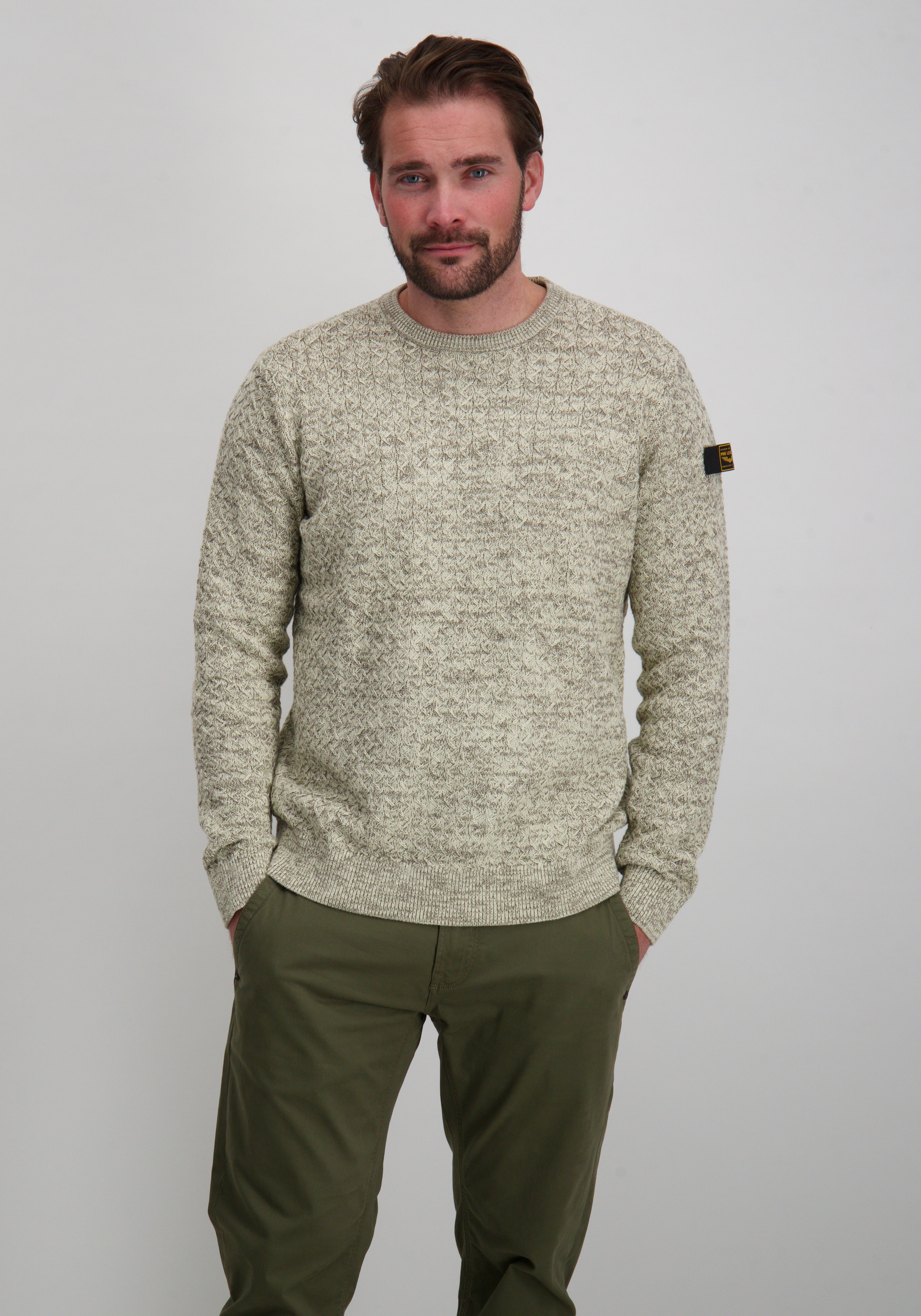 PME Legend Trui Mouline structure PKW2510304 Ecru