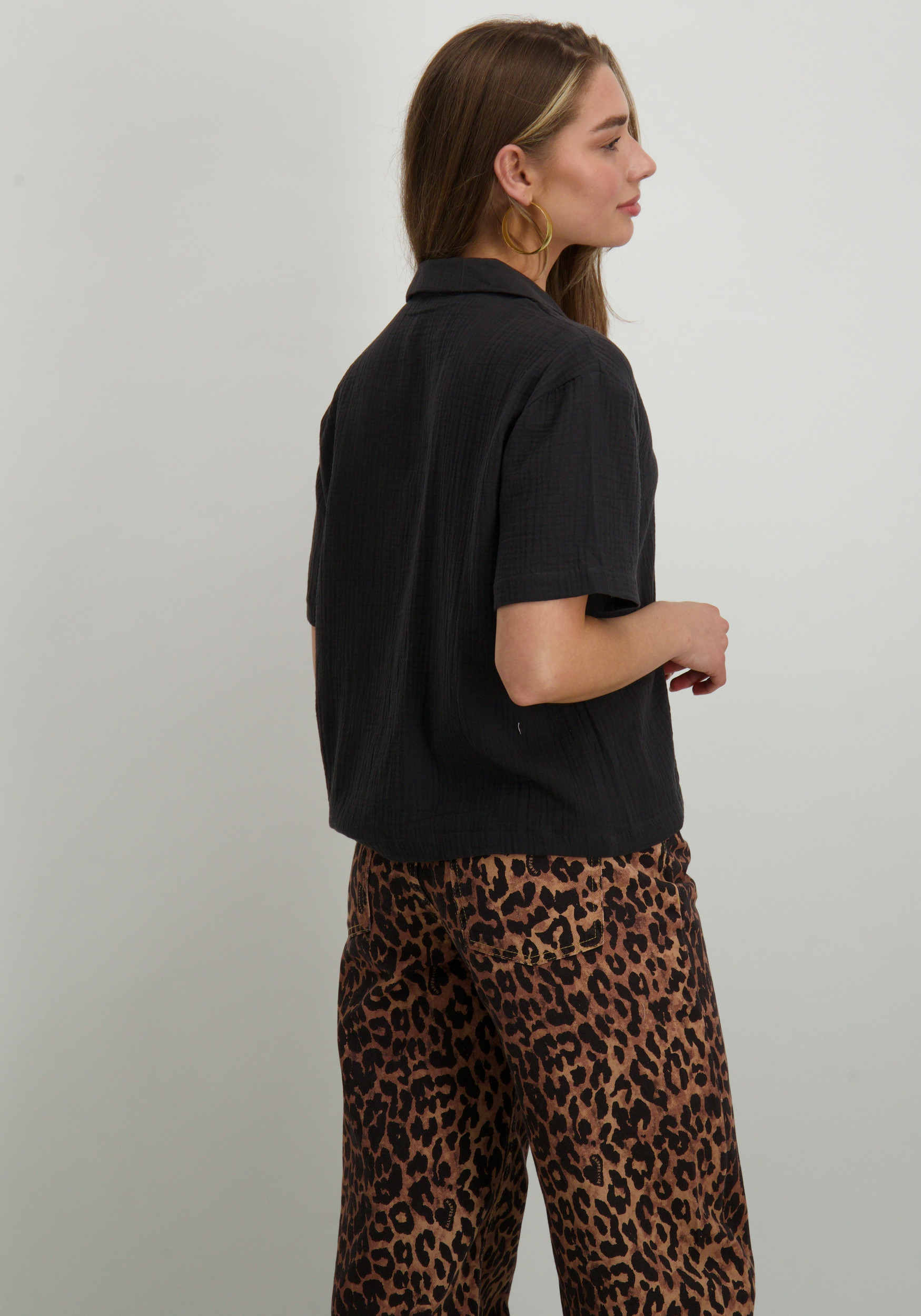 JDY Blouse korte mouw Theis 15319565 Antraciet