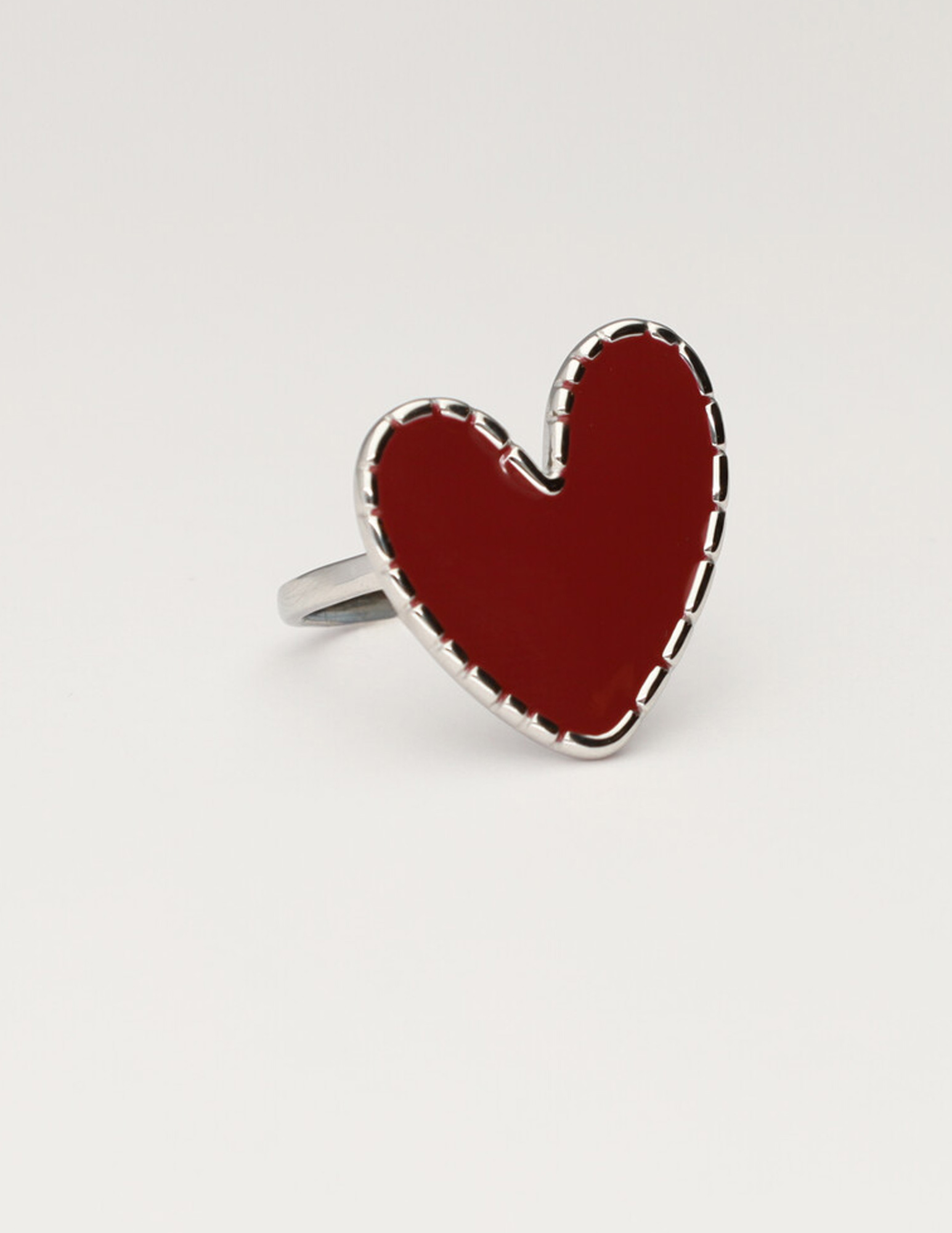 My Jewellery Statement ring met burgundy hartje MJ12616 Zilver