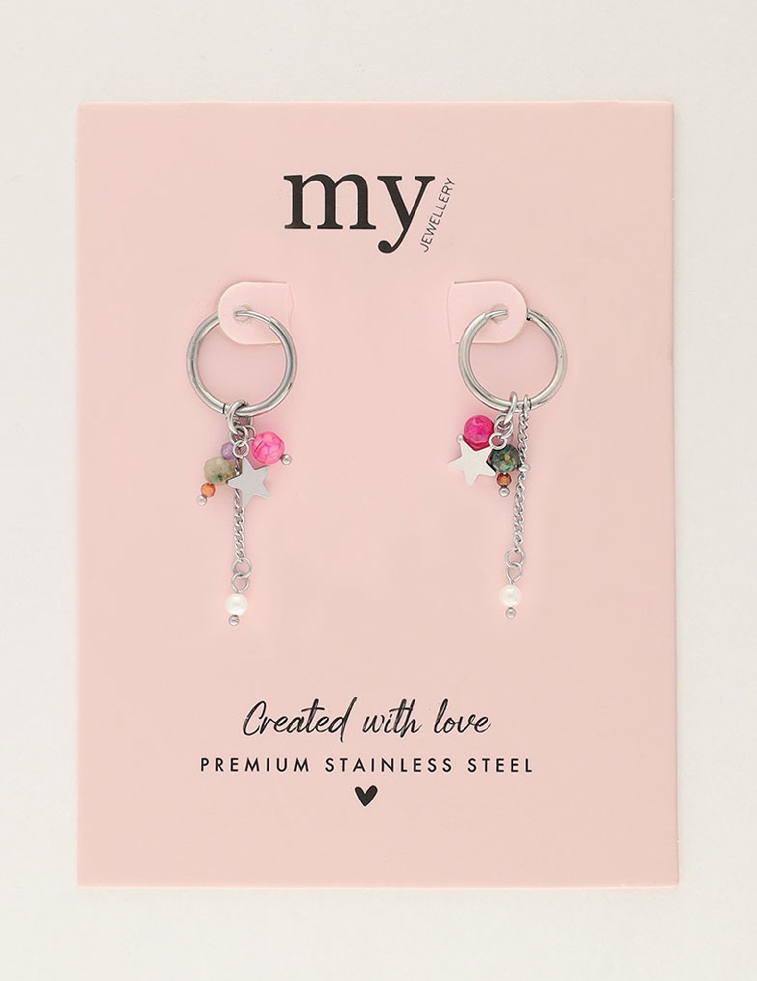 My Jewellery oorringen met ster en steentjes MJ12010 Zilver