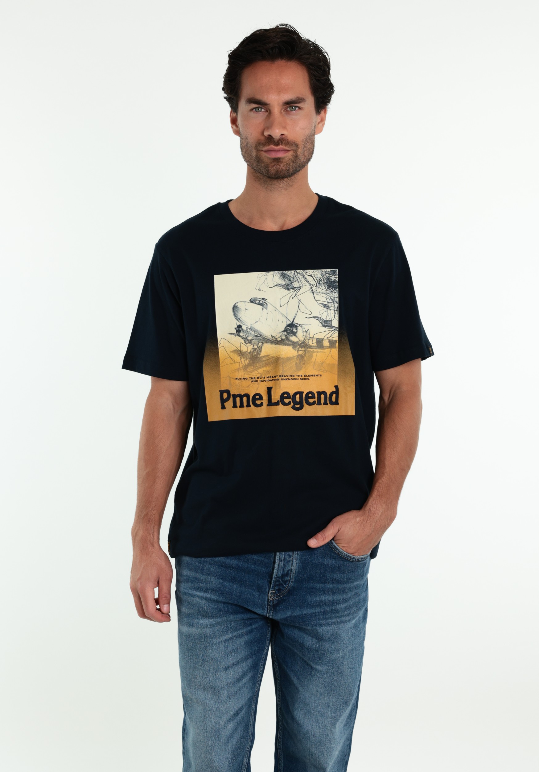 PME Legend T-shirt pinted PTSS2608571 Blauw