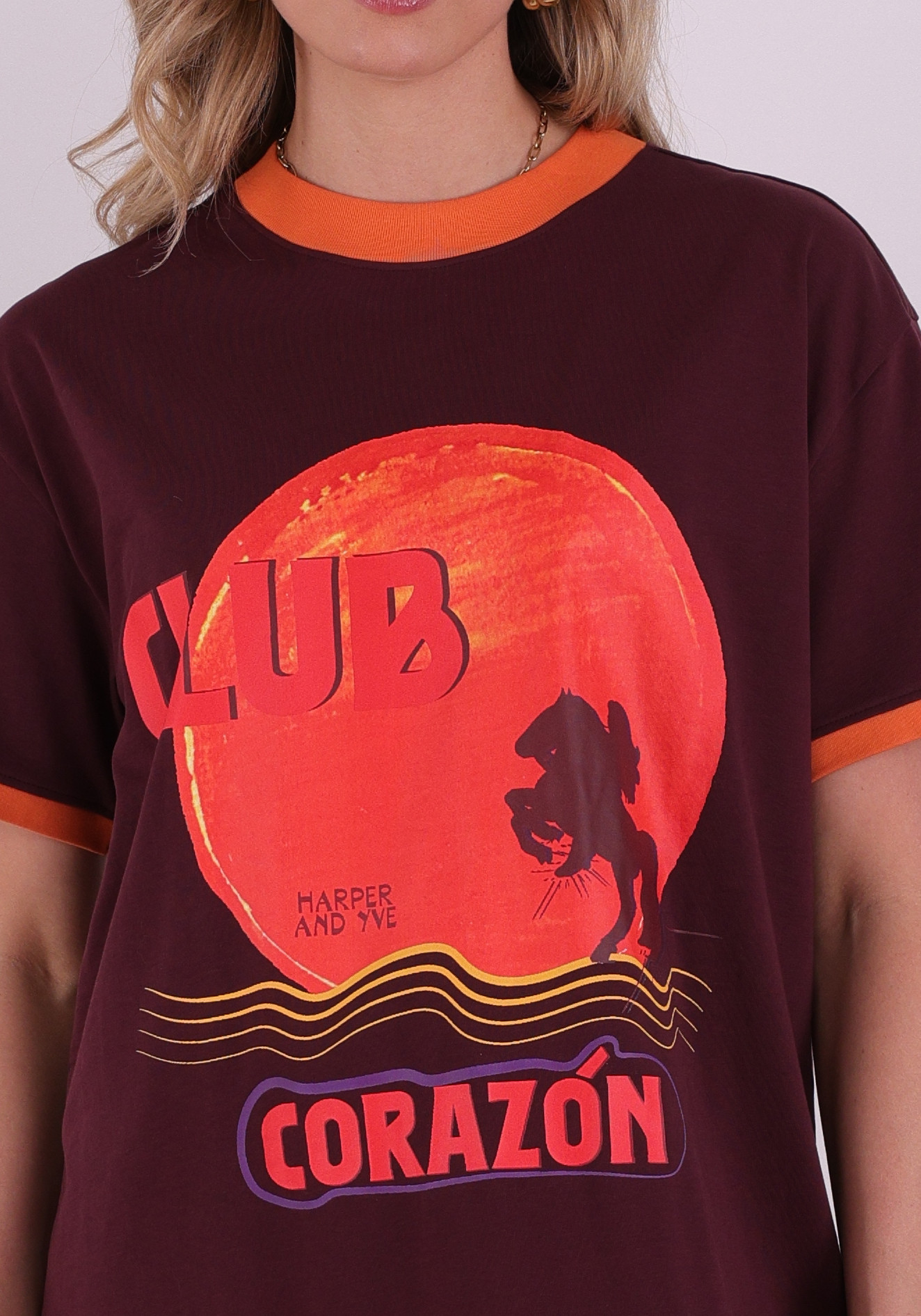 Harper & Yve T-shirt Club corazon SS6Y307 Donker Paars
