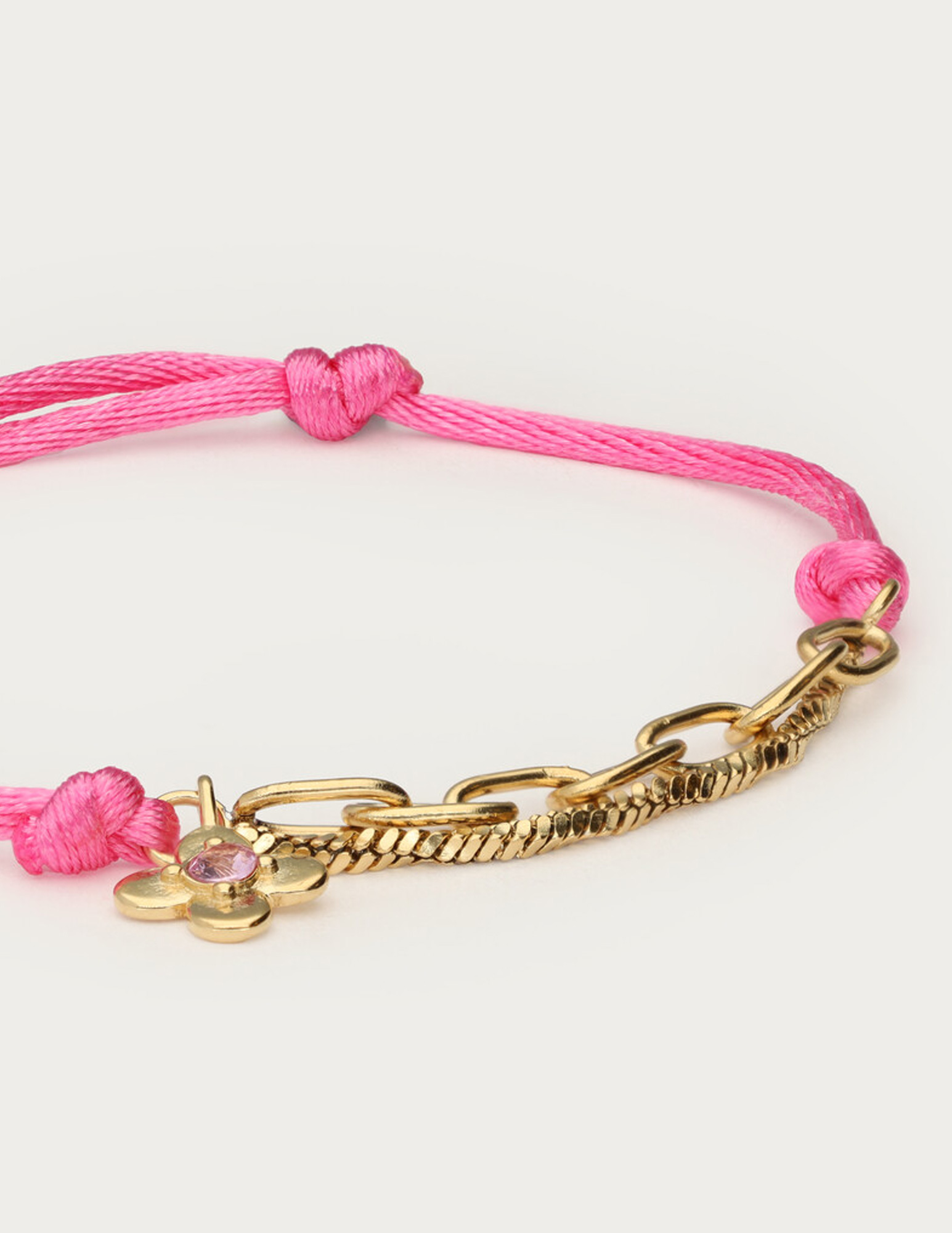 My Jewellery Botanical roze touw armband met bloem MJ15456 Goud