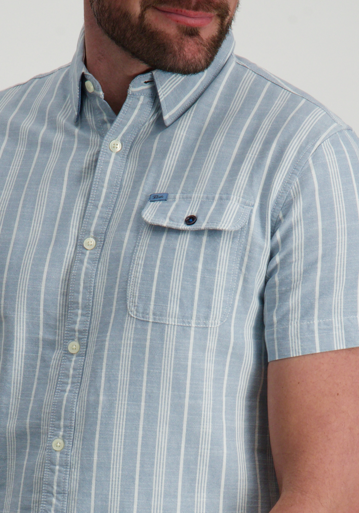 Petrol Overhemd stripe M-1050-SIS417 Licht blauw