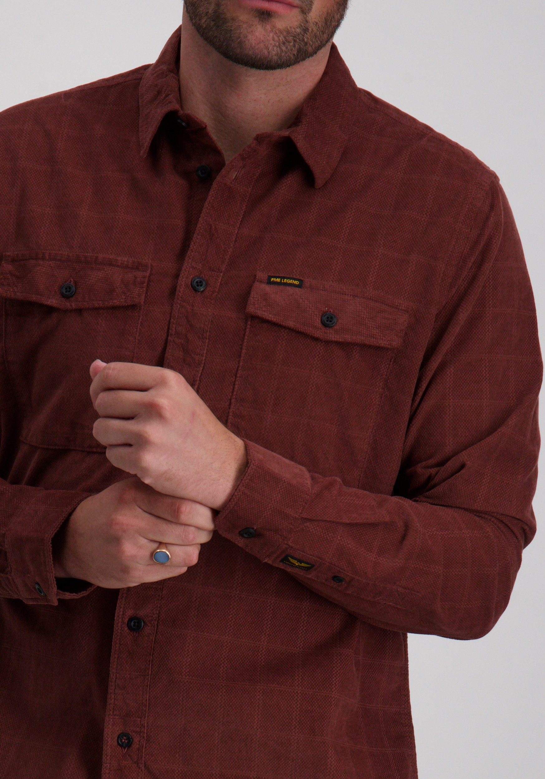 PME Legend overhemd corduroy PSI2509242 Bruin