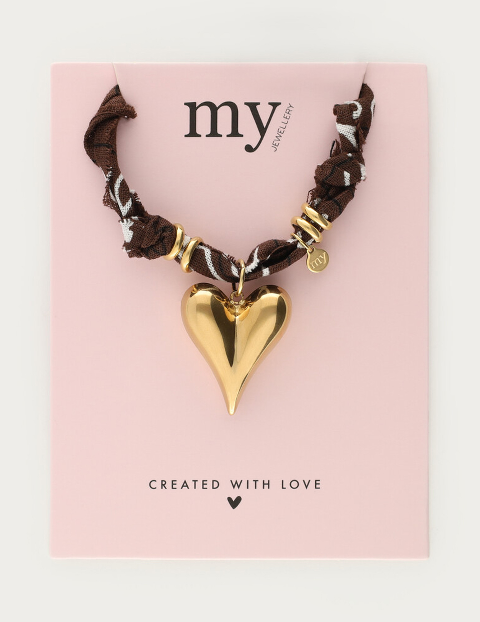 My Jewellery Bruine bandana ketting met hartje MJ15088 Goud