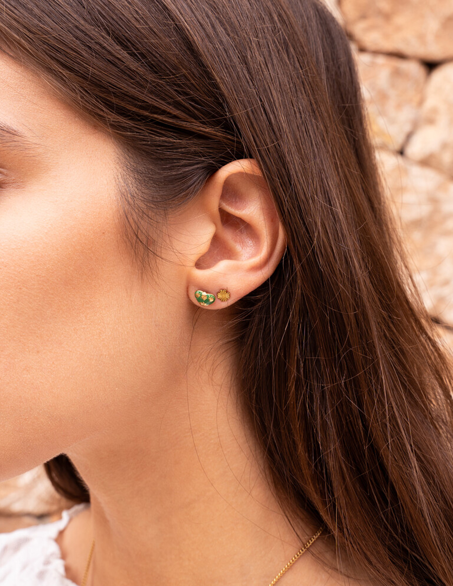 My Jewellery Studs groen mini hart MJ12096 Goud