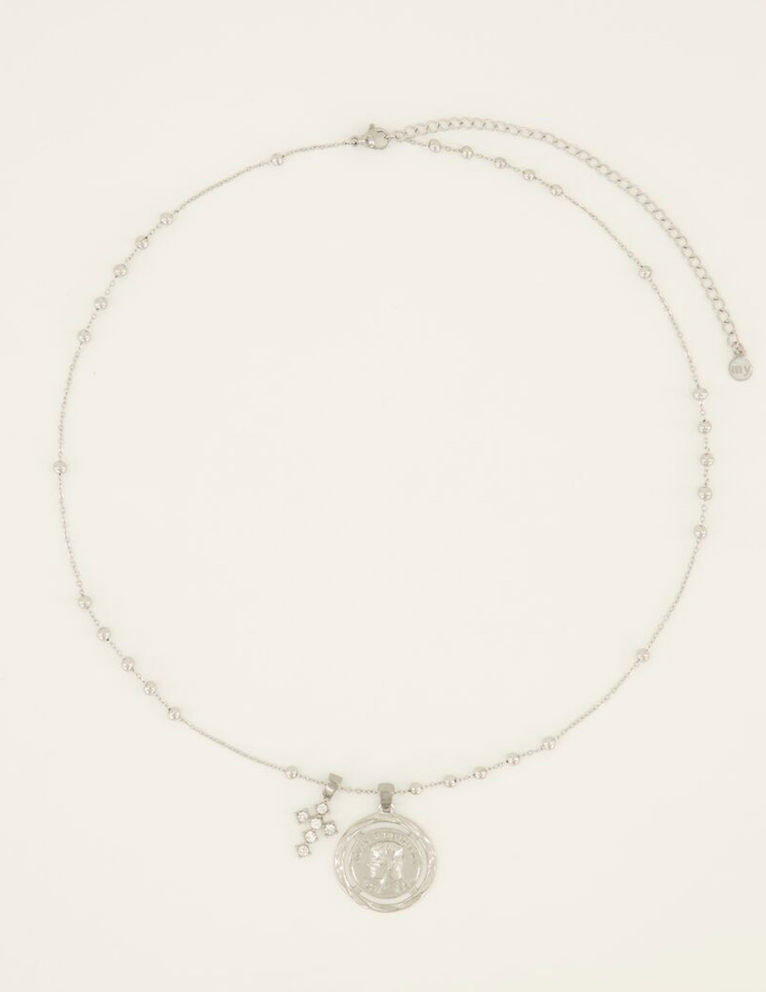 My Jewellery Ketting met munt en kruis MJ07633 Zilver