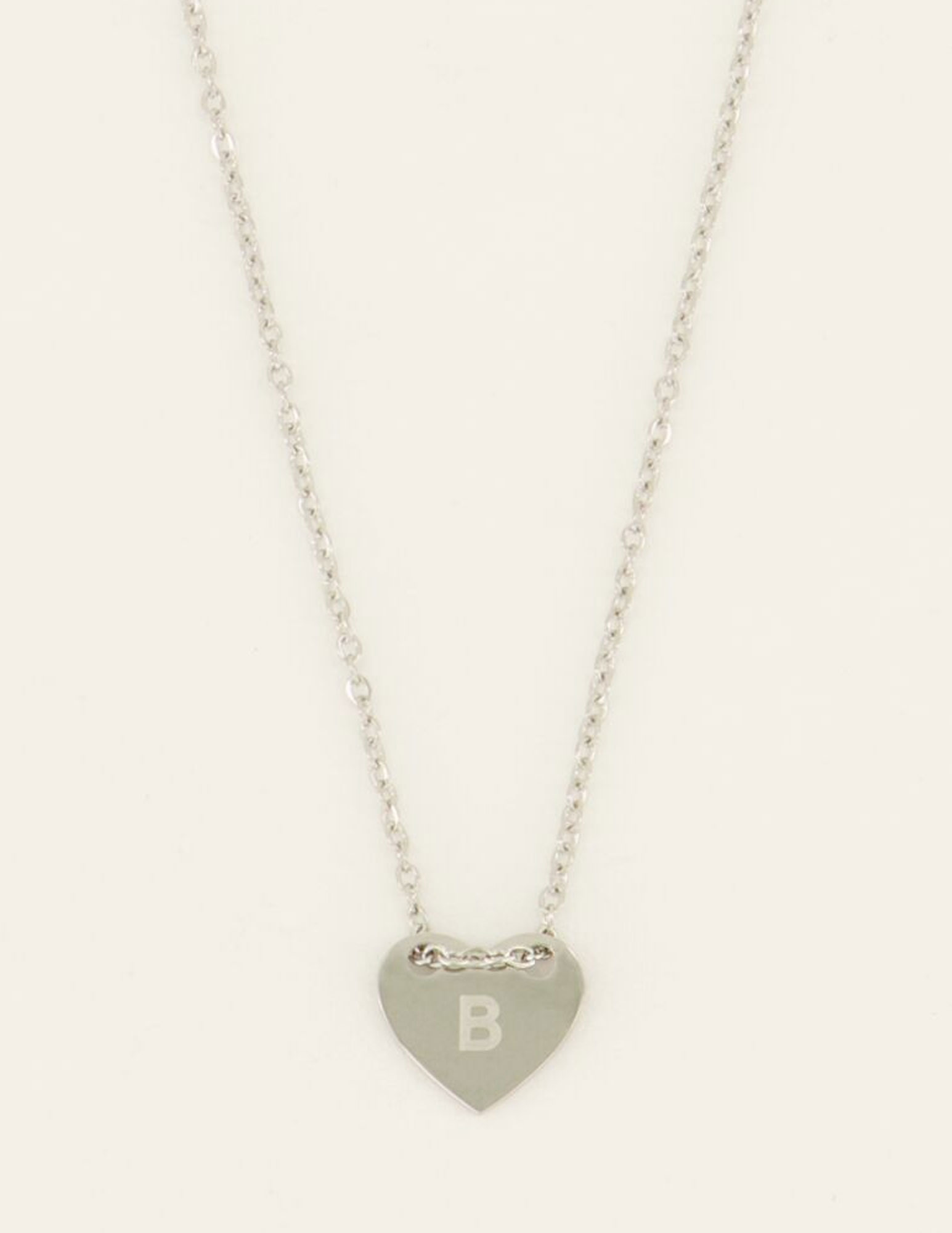 My Jewellery Ketting met initiaal B op hartje MJ07876B Zilver