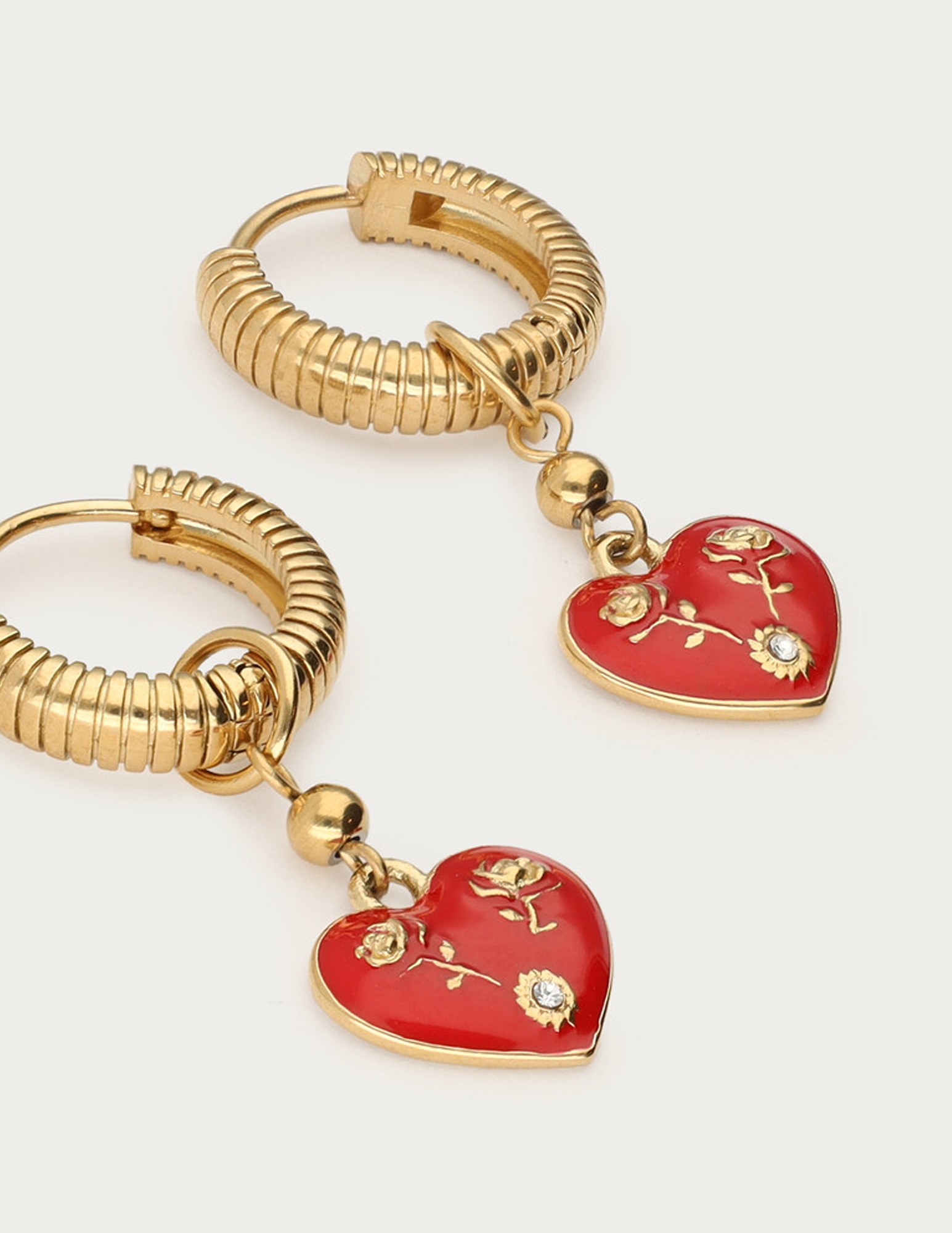 My Jewellery Mystic oorringen met rood hart MJ14206 Goud