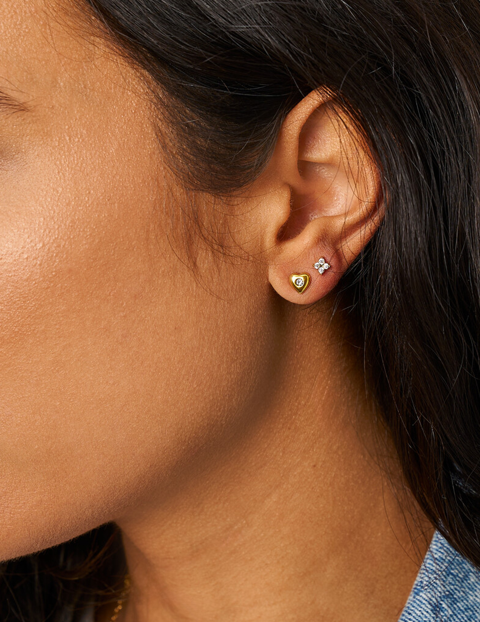 My Jewellery Studs klaver met transparante strass MJ14846 Goud