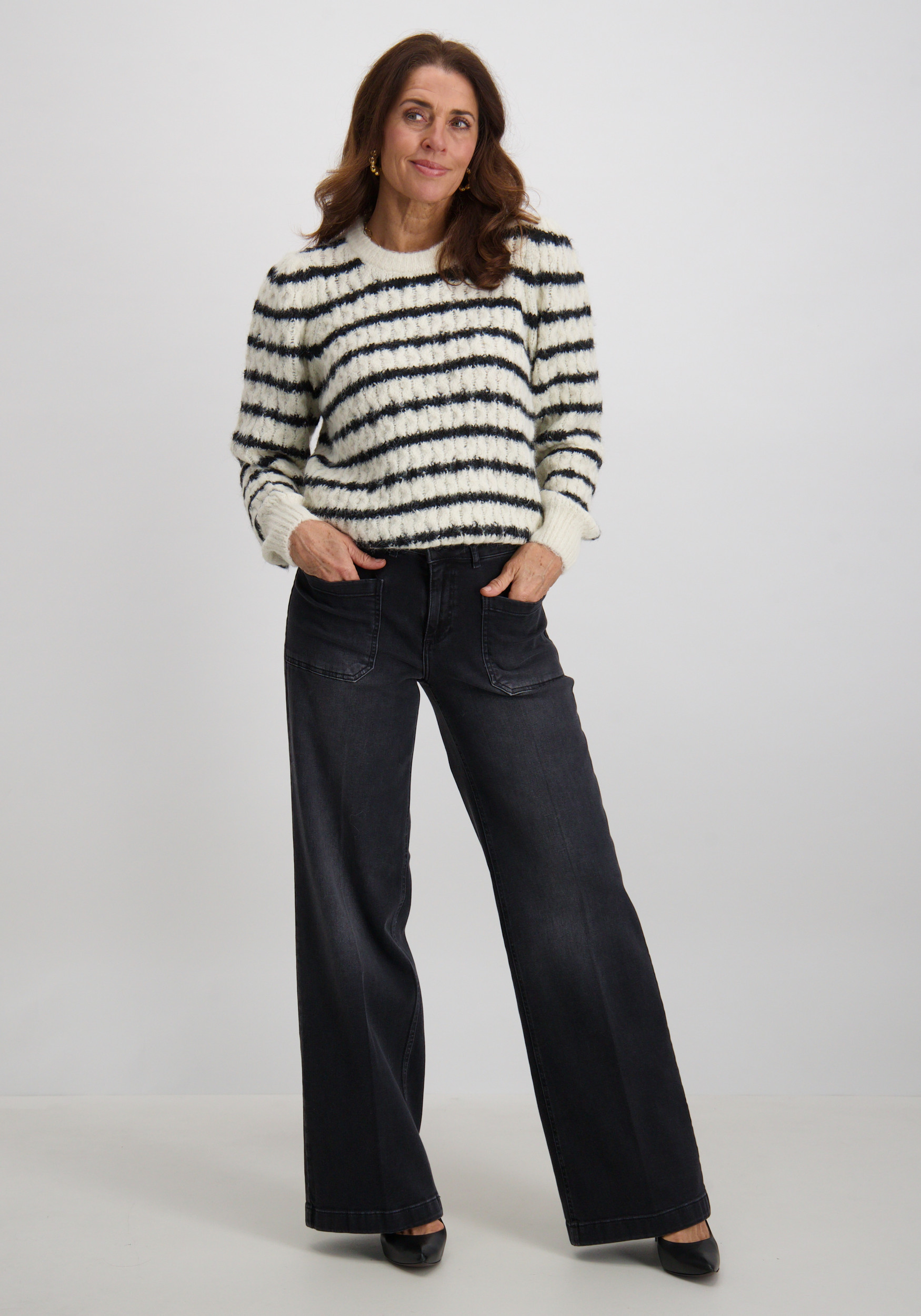 Tramontana Trui Cable O01-18-601 Zwart/Wit