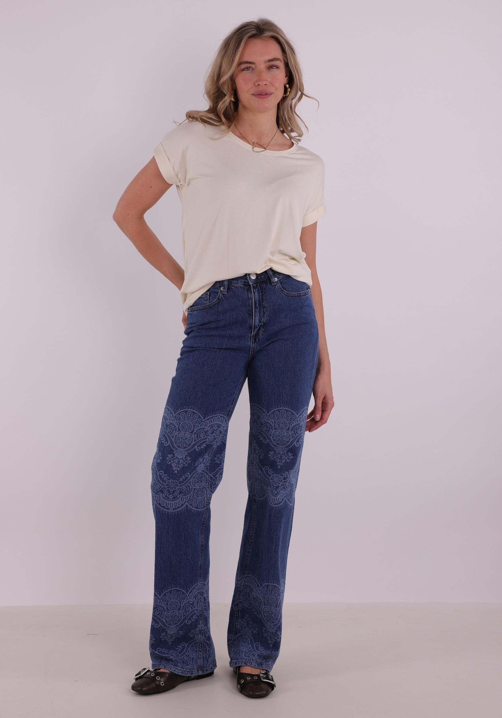 Only T-shirt Moster 15106662 Ecru