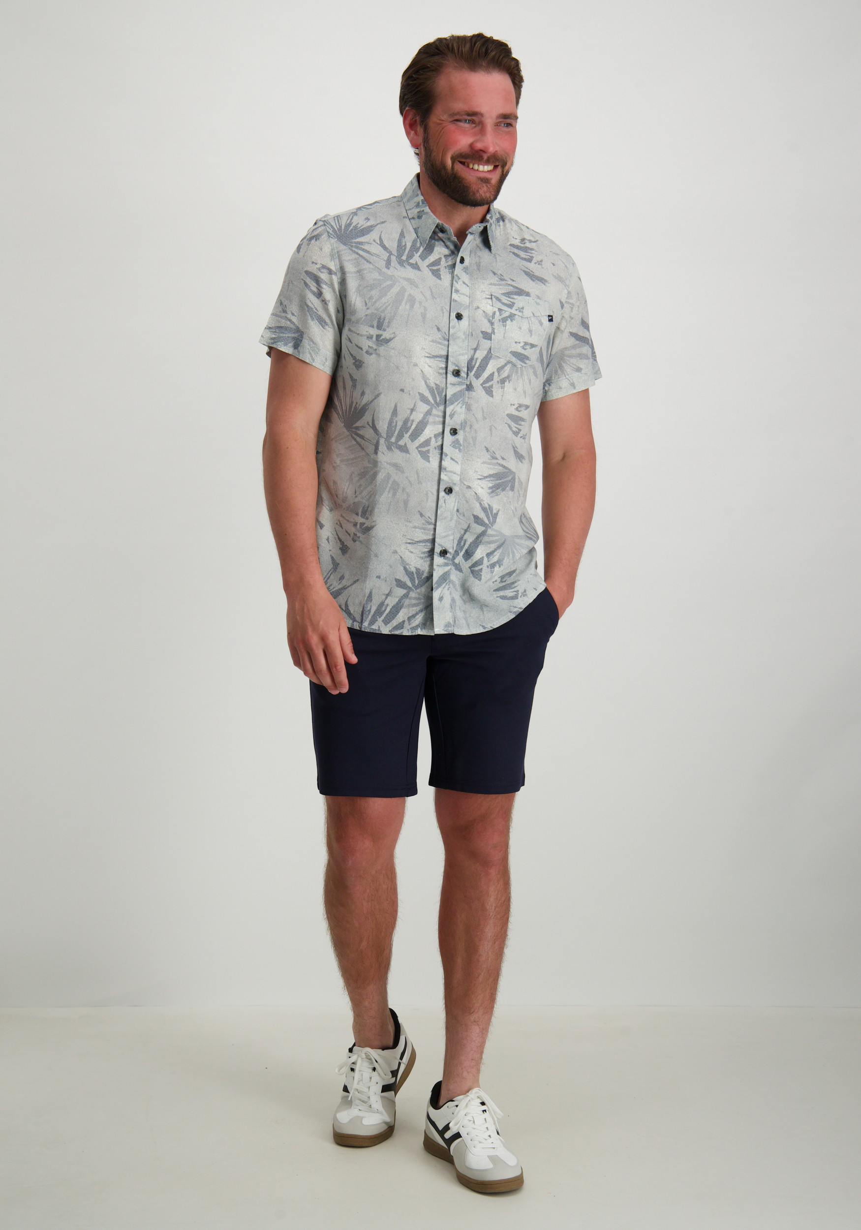 Petrol Overhemd met print M-1050-SIS435 Licht blauw