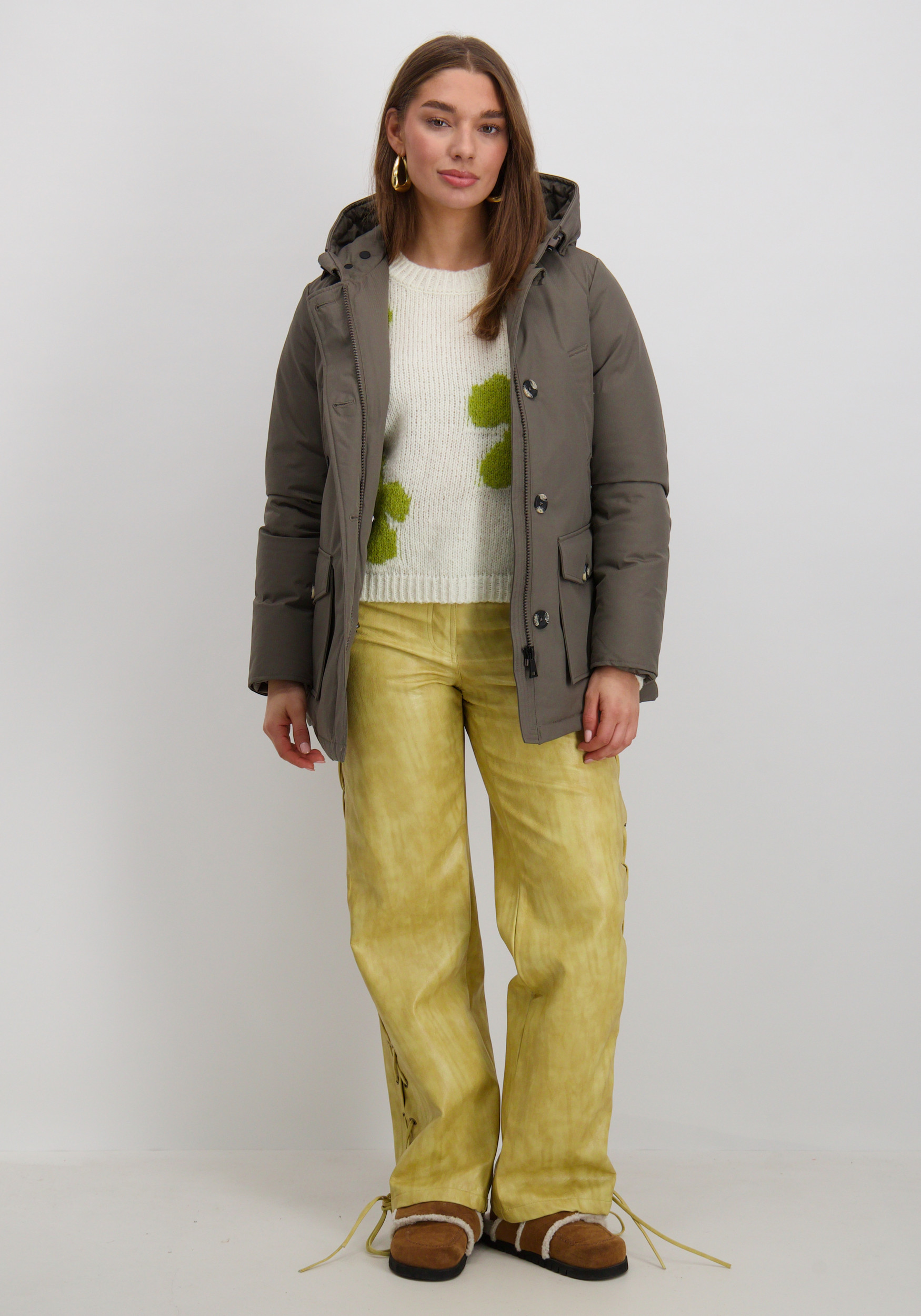 AIRFORCE Winterjas 4 Pocket Parka Herringbone HRW0437 Licht bruin