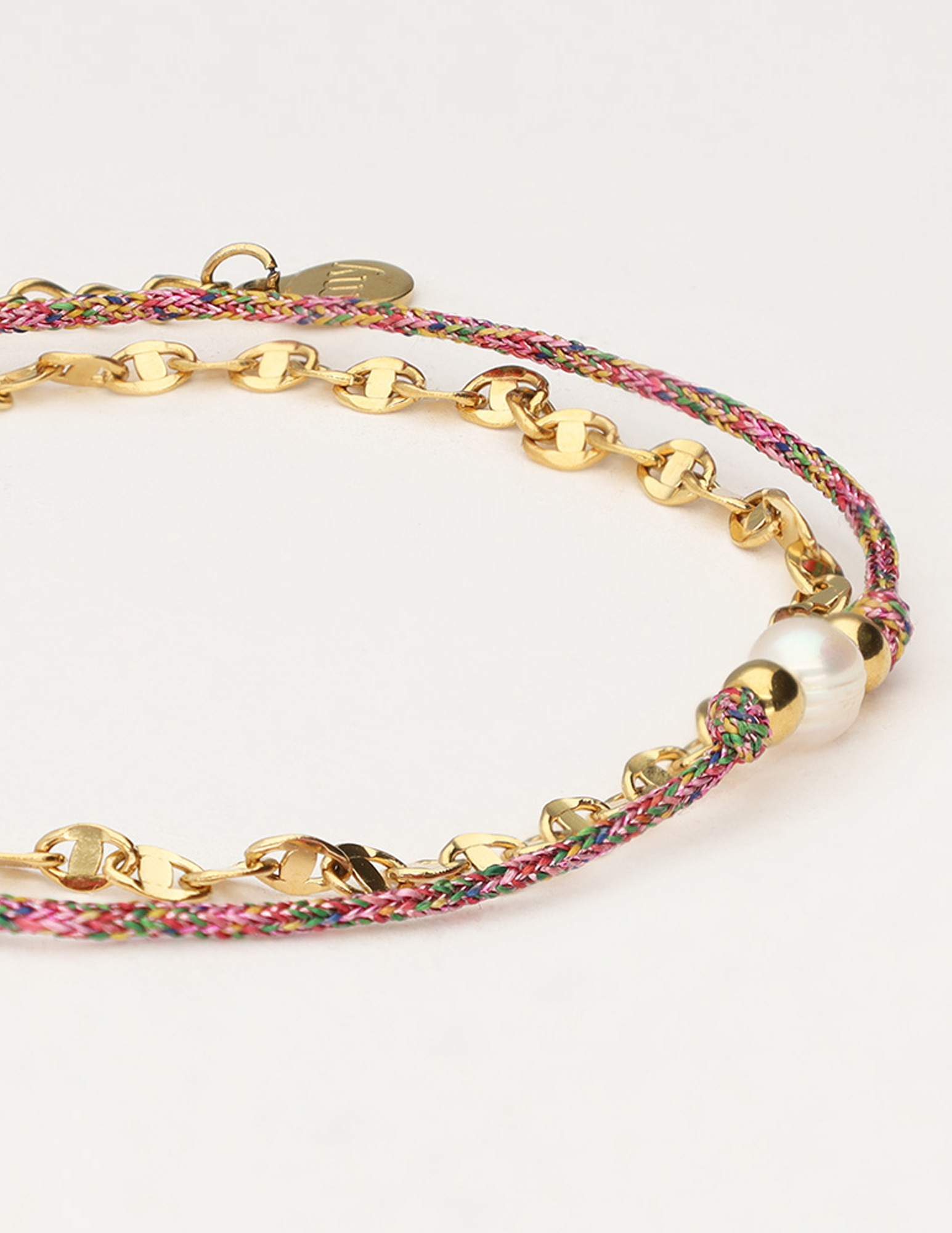 My Jewellery Armband met koord en parel MJ11628 Goud