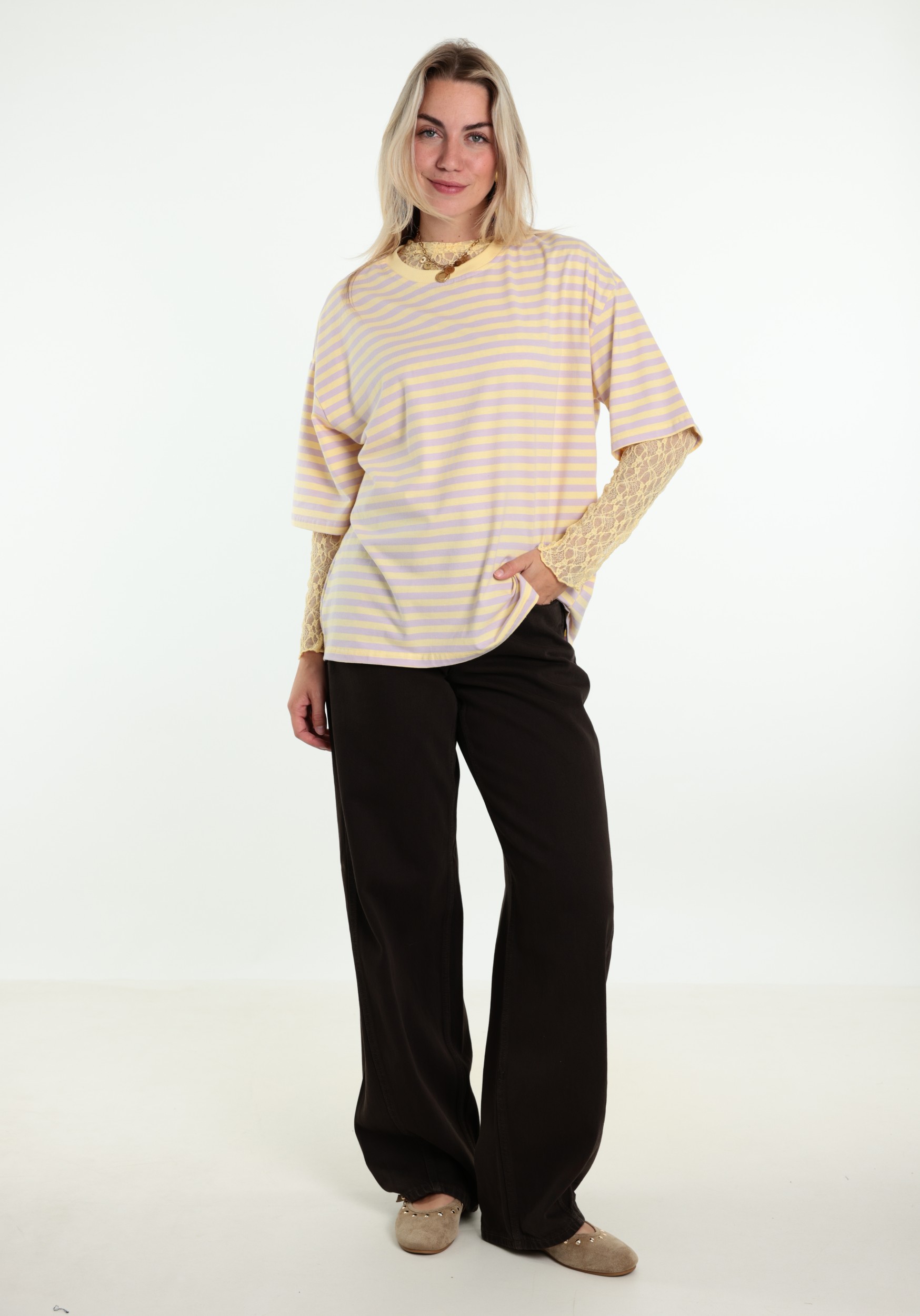 BELIEVE T-shirt gestreept B-9183-TOP Lila