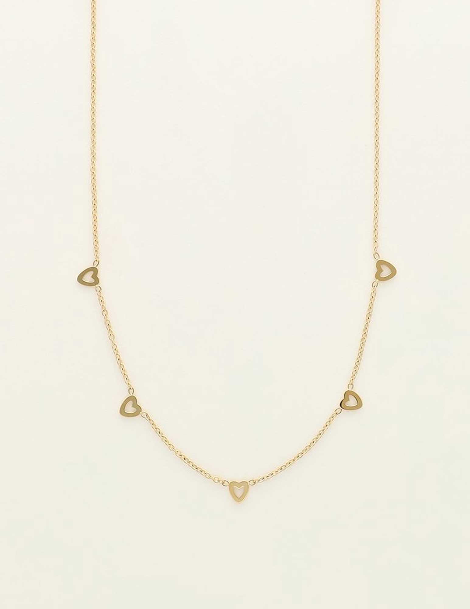 My Jewellery Ketting met kleine hartjes MJ09230 Goud