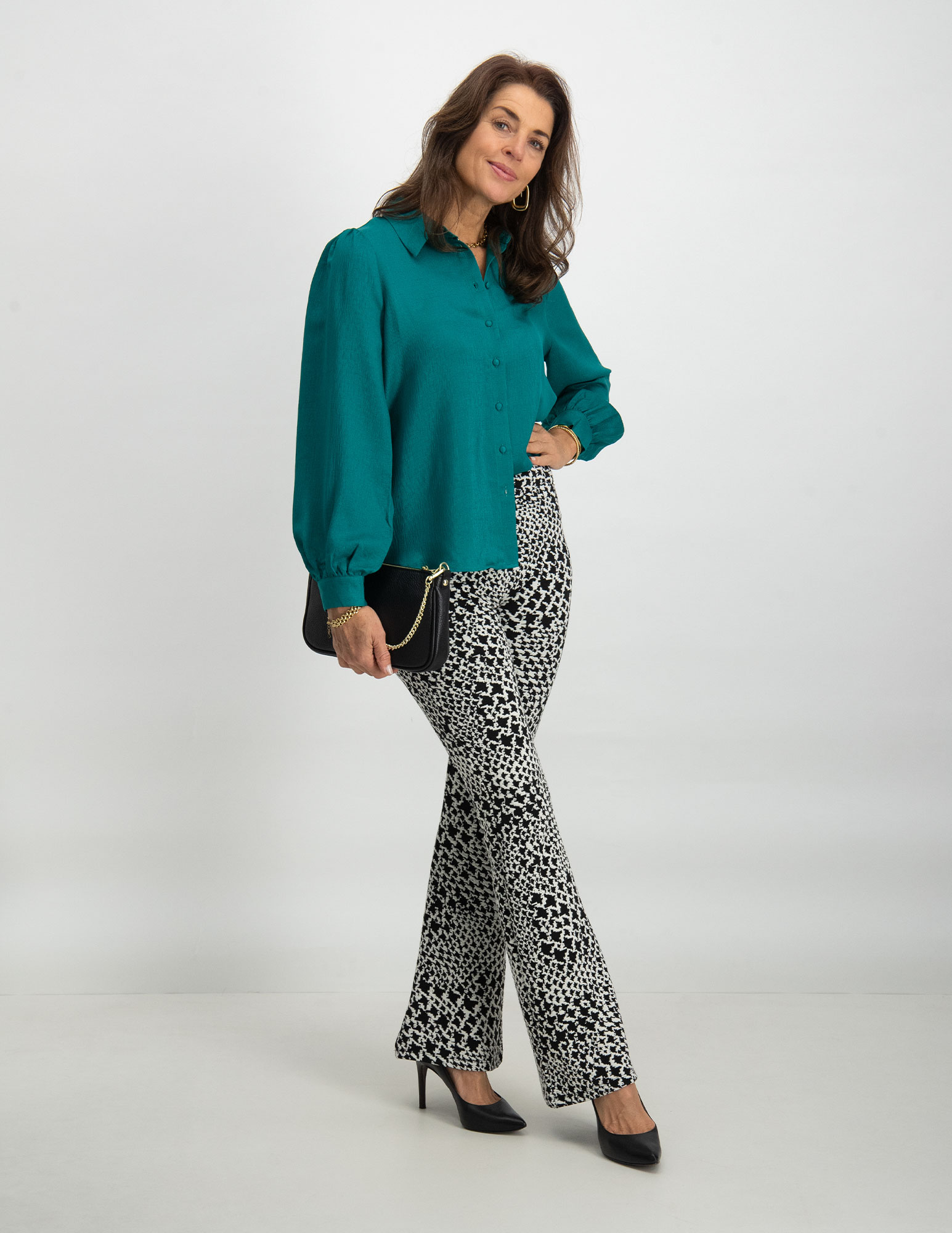 Tramontana Flared broek Jacquard T03-10-101 Zwart/Wit