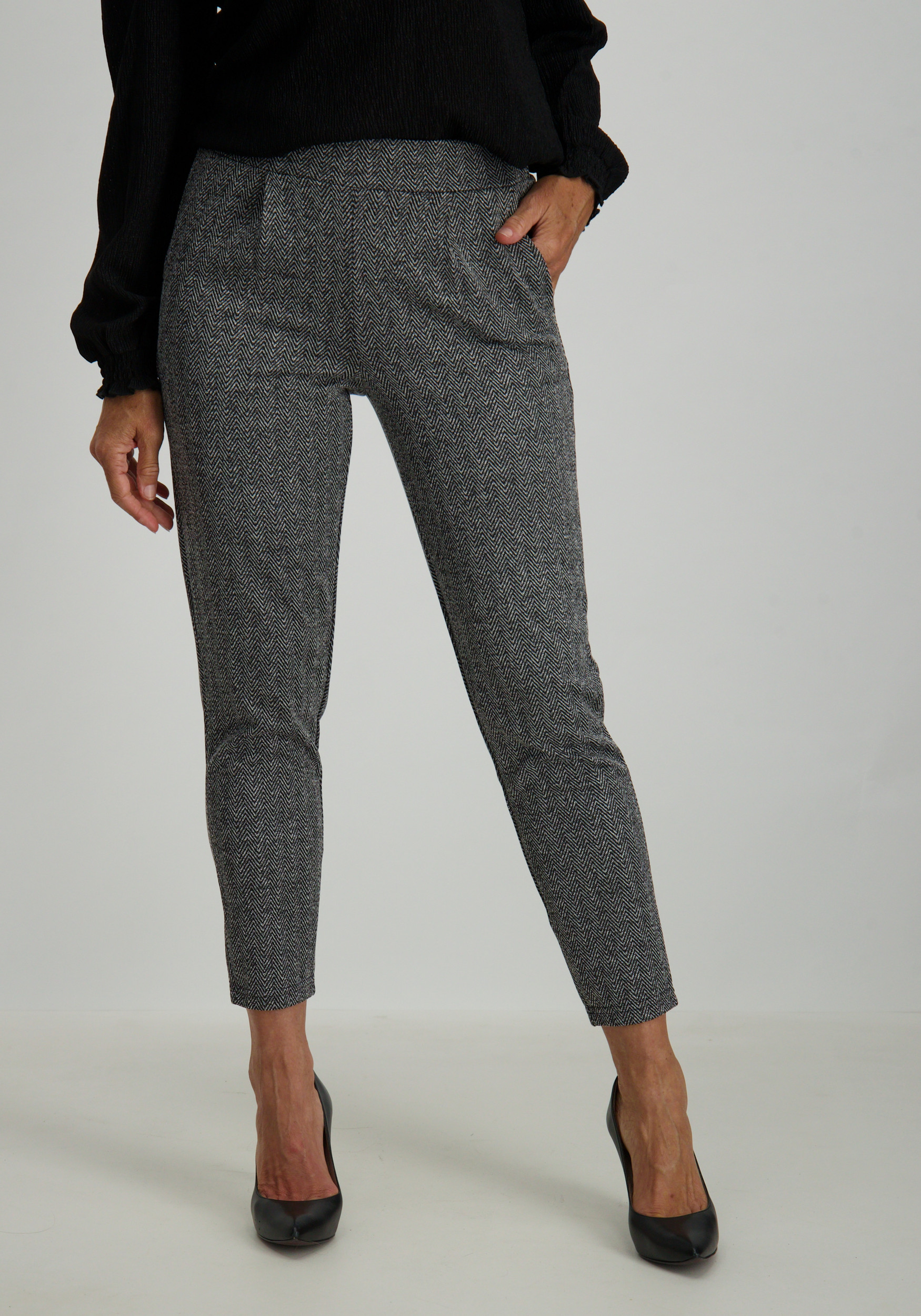 Ichi Broek Kate Jacquard 20121601 Zwart/Wit