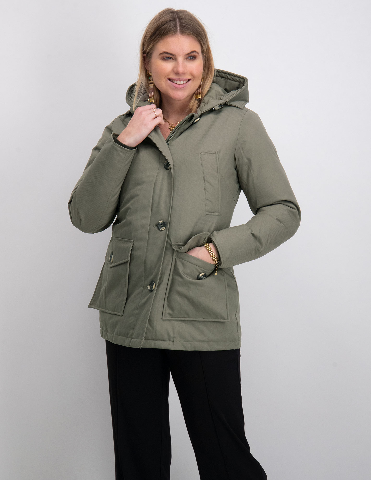 AIRFORCE Winterjas 4 Pocket Parka Herringbone HRW0437 Taupe