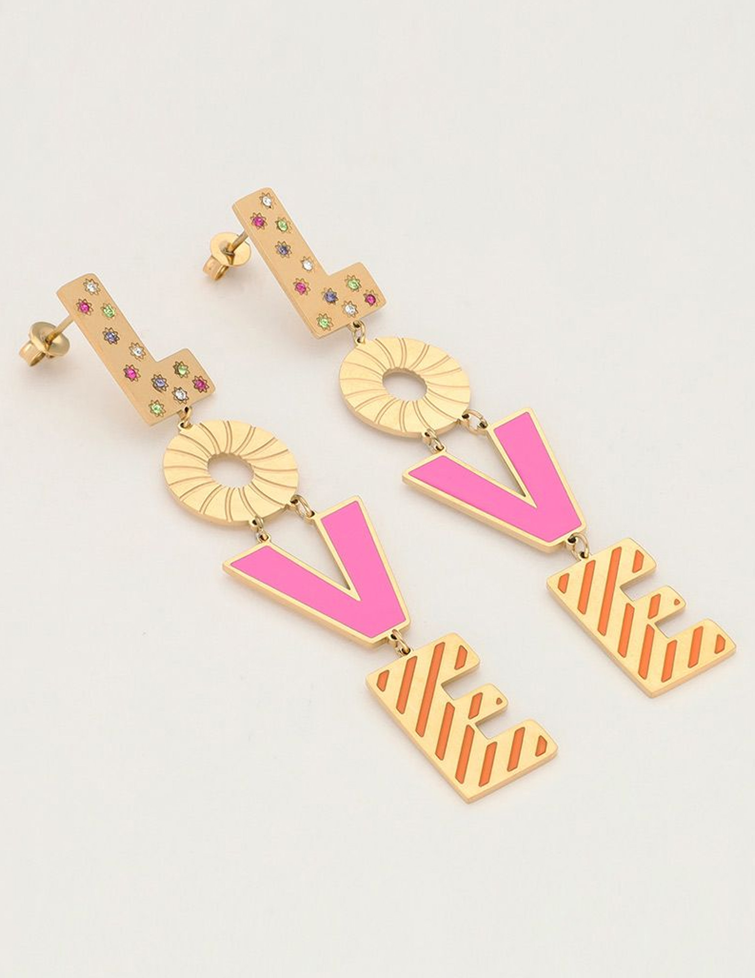 My Jewellery Oorbellen letters love pink MJ10165 Goud