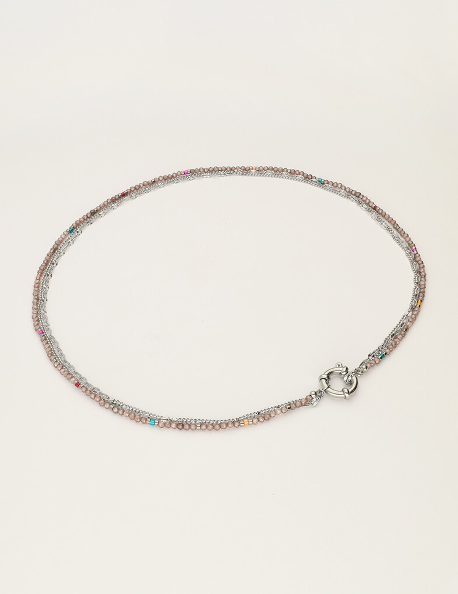 My Jewellery Sunrocks ketting taupe MJ12200 Zilver