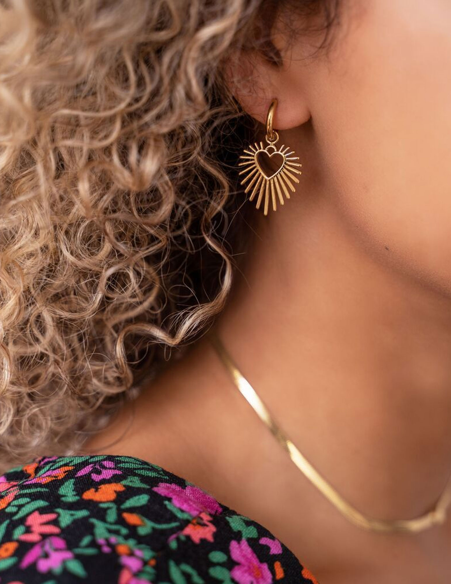 My Jewellery Oorbellen met hart zonnestraal MJ07878 Zilver