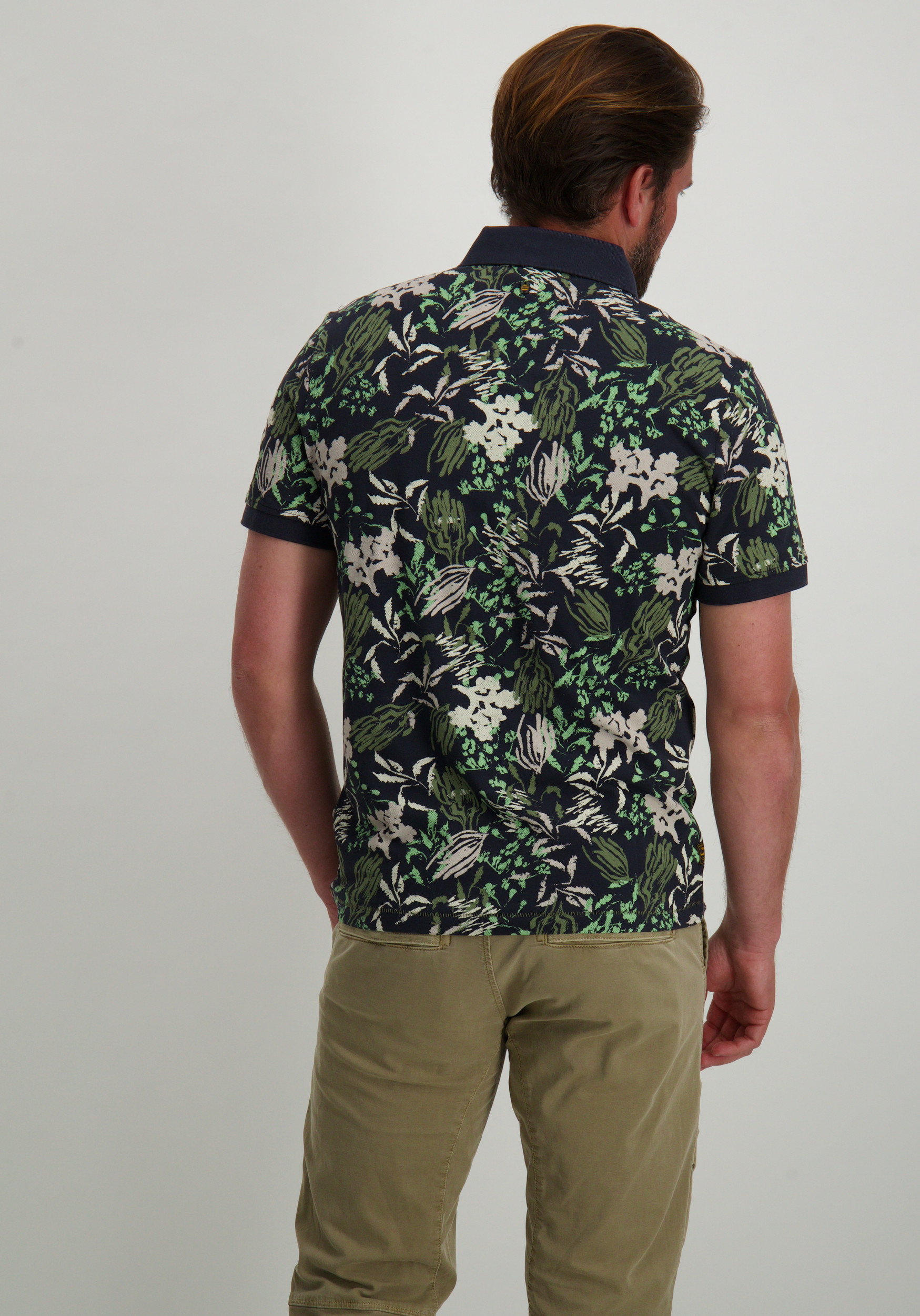 PME Legend Polo all-over print PPSS2504879 Donker blauw